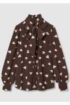 【アルアバイル/allureville】の【LOULOU WILLOUGHBY】デシンハートプリントボウタイブラウス ブラウン|ID:prp329100004644417