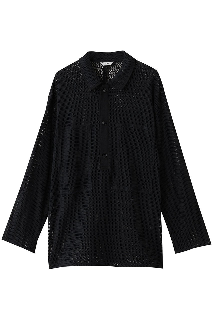 【クラネ/CLANE】のMESH POCKET OVER SHIRTS/シャツ/ブラウス インテリア・キッズ・メンズ・レディースファッション・服の通販 founy(ファニー) 　ファッション　Fashion　レディースファッション　Fashion for Women　トップス・カットソー　Cut & Sew Tops　シャツ・ブラウス・オフィスカジュアル　Elegant Blouses & Button-Ups　2025年　2025　2025-2026秋冬・A/W　Autumn/Winter 2025–26 AW25–26　ジョーゼット　Georgette, Semi-Sheer Fabric　スリーブ　Sleeve, Long Sleeve / Short Sleeve　ポケット　Pocket, Pocket Detail　メッシュ　Mesh, Net Fabric　ロング　Long, Long-Length　A/W・秋冬　Autumn/Winter　BLACK|ID: prp329100004644420 ipo3291000000033510324