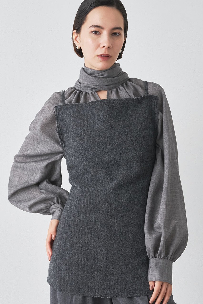 【ウィムガゼット/Whim Gazette】のウールピケトップ インテリア・キッズ・メンズ・レディースファッション・服の通販 founy(ファニー) ファッション Fashion レディースファッション Fashion for Women トップス・カットソー Cut & Sew Tops キャミソール&ノースリーブ Camisoles & Sleeveless Tops シャツ・ブラウス・オフィスカジュアル Elegant Blouses & Button-Ups カットソー Cut and Sewn Top コーデュロイ Corduroy, Cord Fabric ノースリーブ Sleeveless, No-Sleeve ラップ Wrap, Wrap Design ワイヤー Wire, Wired Bra グレー|ID: prp329100004644424 ipo3291000000035966565