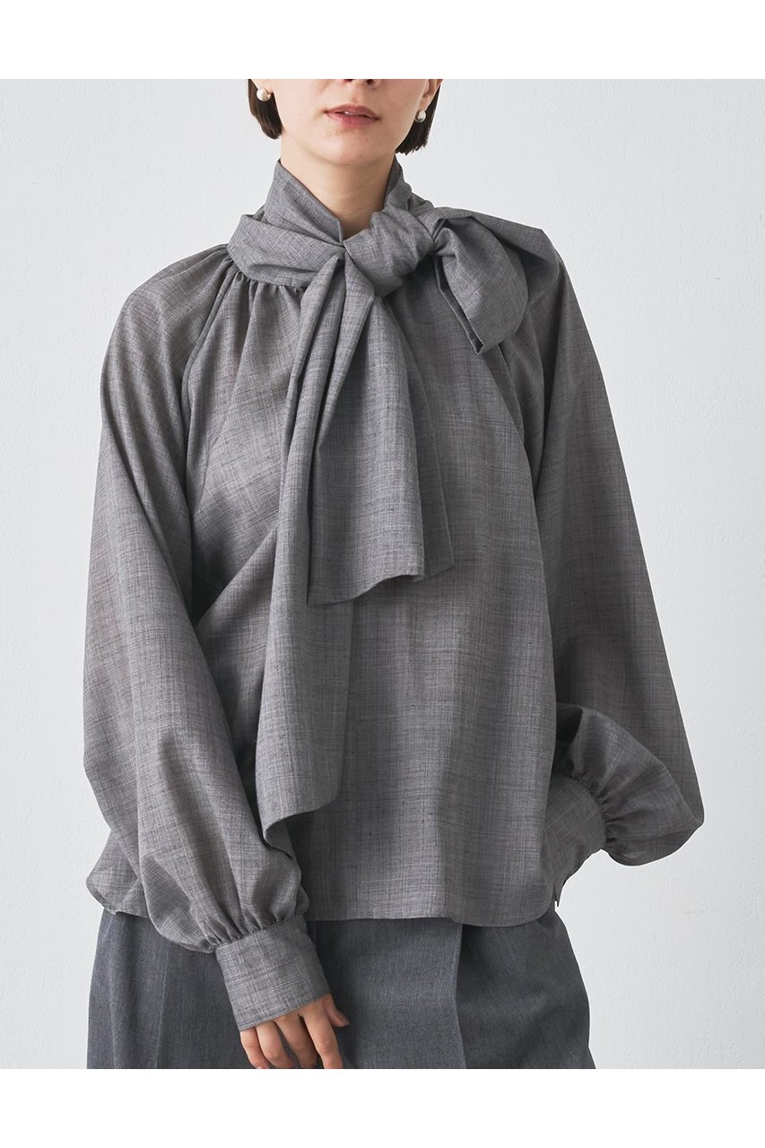 【ウィムガゼット/Whim Gazette】のボウタイブラウス インテリア・キッズ・メンズ・レディースファッション・服の通販 founy(ファニー) 　ファッション　Fashion　レディースファッション　Fashion for Women　トップス・カットソー　Cut & Sew Tops　シャツ・ブラウス・オフィスカジュアル　Elegant Blouses & Button-Ups　2025年　2025　2025-2026秋冬・A/W　Autumn/Winter 2025–26 AW25–26　おすすめ　Recommended / Our Picks　エレガント 上品　Elegant　カーディガン　Cardigan, Knitwear　スウェット / スエット　Sweatshirt, Sweatwear　スリーブ　Sleeve, Long Sleeve / Short Sleeve　ハイネック　High Neck, Mock Neck　ベスト　Vest, Waistcoat　リボン　Ribbon, Bow　ロング　Long, Long-Length　A/W・秋冬　Autumn/Winter　グレー|ID: prp329100004644426 ipo3291000000033510360