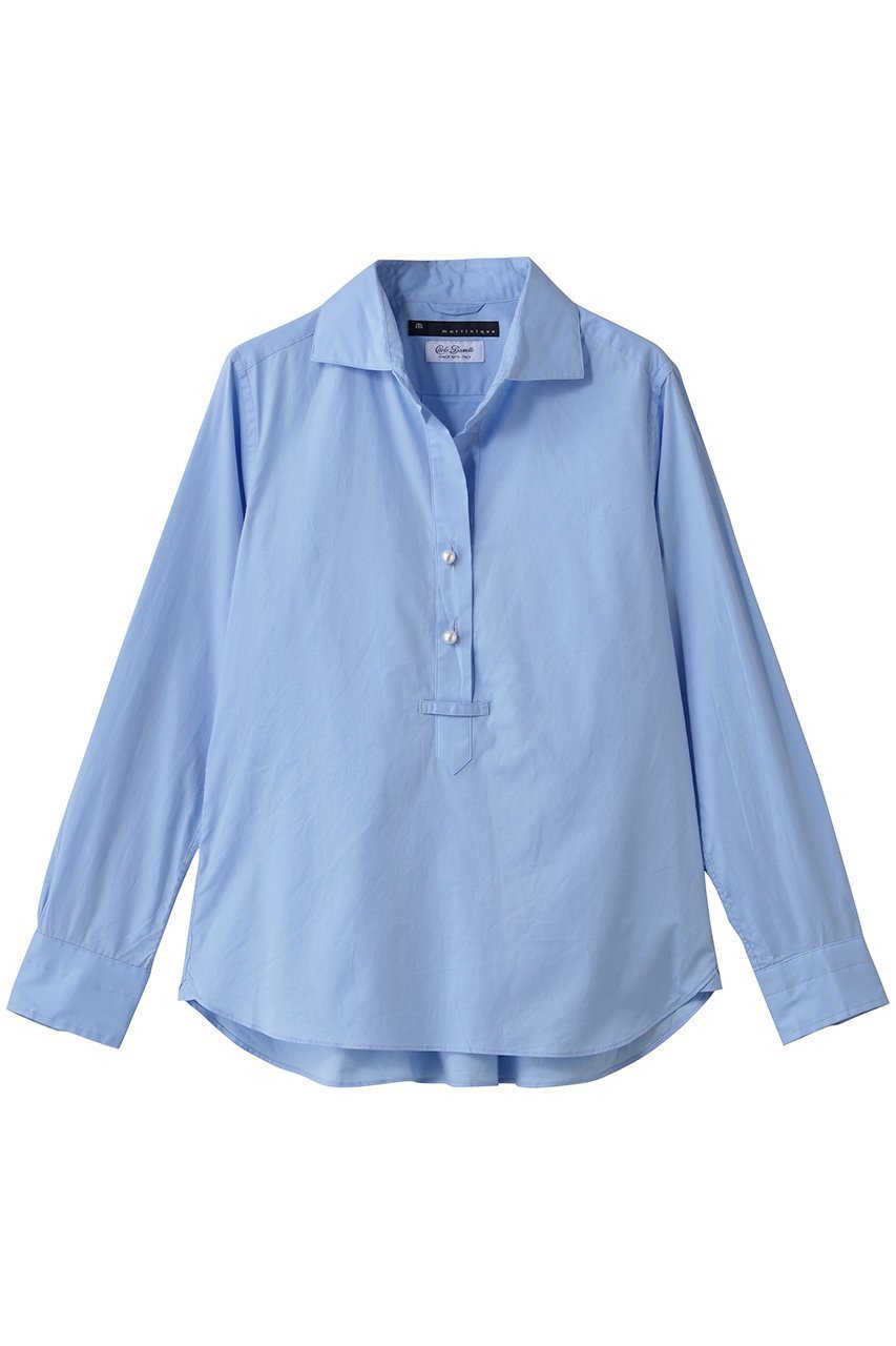 【マルティニーク/martinique】のブラウス インテリア・キッズ・メンズ・レディースファッション・服の通販 founy(ファニー) 　ファッション　Fashion　レディースファッション　Fashion for Women　トップス・カットソー　Cut & Sew Tops　シャツ・ブラウス・オフィスカジュアル　Elegant Blouses & Button-Ups　2025年　2025　2025-2026秋冬・A/W　Autumn/Winter 2025–26 AW25–26　イタリア　Italy　スリーブ　Sleeve, Long Sleeve / Short Sleeve　パール　Pearl, Pearl Accent　ロング　Long, Long-Length　エレガント 上品　Elegant　定番　Standard, Basic Item　A/W・秋冬　Autumn/Winter　サックス|ID: prp329100004644427 ipo3291000000033510373