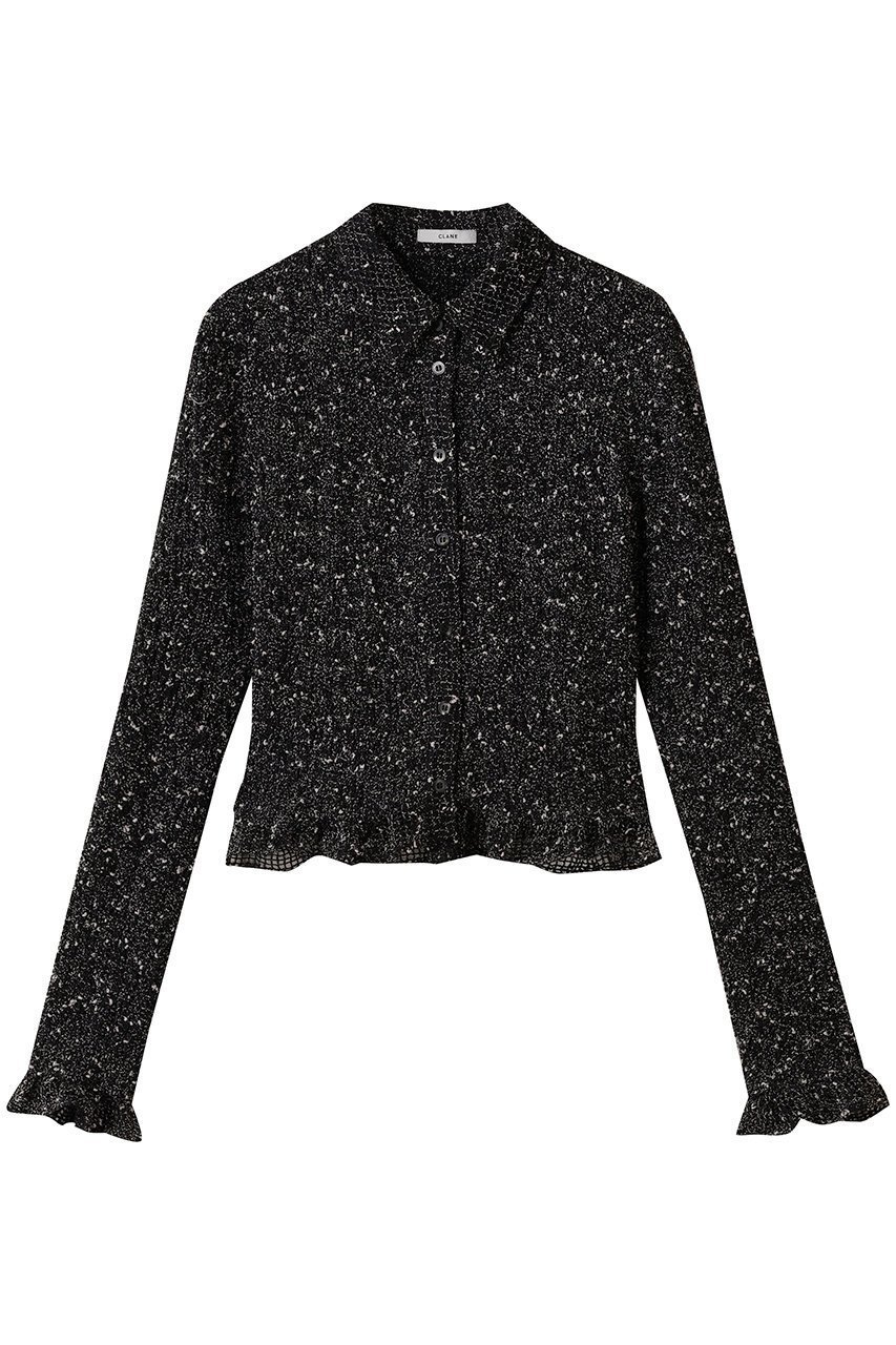 【クラネ/CLANE】のMIX MESH GATHER SHIRT/シャツ/ブラウス インテリア・キッズ・メンズ・レディースファッション・服の通販 founy(ファニー) 　ファッション　Fashion　レディースファッション　Fashion for Women　トップス・カットソー　Cut & Sew Tops　シャツ・ブラウス・オフィスカジュアル　Elegant Blouses & Button-Ups　2025年　2025　2025-2026秋冬・A/W　Autumn/Winter 2025–26 AW25–26　ギャザー　Gathered, Ruffled　スリーブ　Sleeve, Long Sleeve / Short Sleeve　ネップ　Nepp, Slub Yarn　ミックス　Mix, Mixed Style　メッシュ　Mesh, Net Fabric　ロング　Long, Long-Length　A/W・秋冬　Autumn/Winter　BLACK|ID: prp329100004644432 ipo3291000000033510407