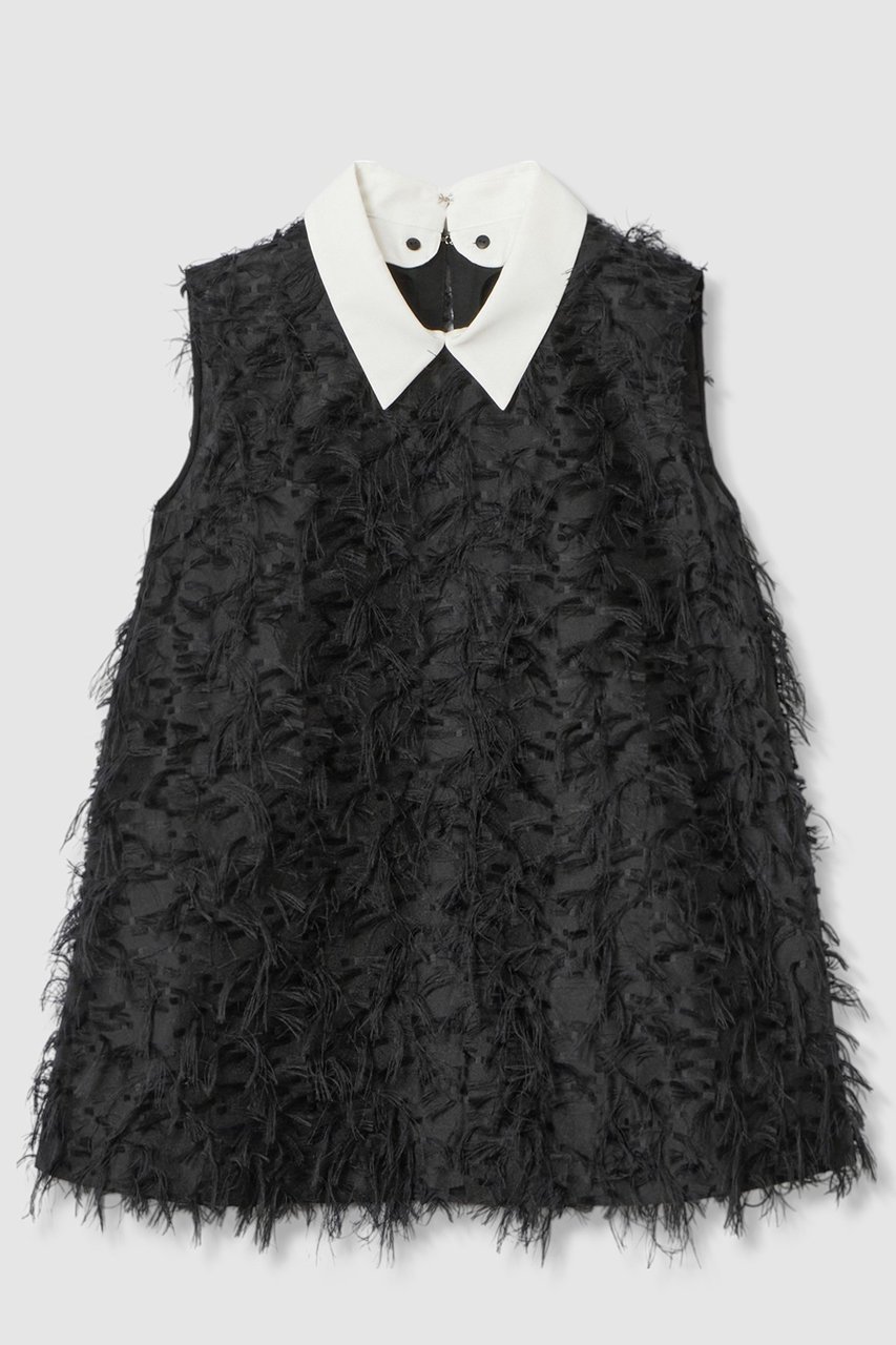 【アナイ/ANAYI】のフェザーカットジャガード ブラウス インテリア・キッズ・メンズ・レディースファッション・服の通販 founy(ファニー) 　ファッション　Fashion　レディースファッション　Fashion for Women　トップス・カットソー　Cut & Sew Tops　キャミソール&ノースリーブ　Camisoles & Sleeveless Tops　シャツ・ブラウス・オフィスカジュアル　Elegant Blouses & Button-Ups　オケージョン　Occasion Wear　シアー　Sheer, See-Through　ジャカード／ジャガード　Jacquard, Woven Pattern　セットアップ　Set-Up, Coordinated Outfit　デニム　Denim, Jeans Material　ノースリーブ　Sleeveless, No-Sleeve　フェザー　Feather, Feather Detail　フェミニン　Feminine, Girly　フォーマル　Formal, Dressy　フリンジ　Fringe, Tassel　ボトム　Bottoms, Lower Wear　A/W・秋冬　Autumn/Winter　おすすめ　Recommended / Our Picks　2025年　2025　2025-2026秋冬・A/W　Autumn/Winter 2025–26 AW25–26　ブラック|ID: prp329100004644436 ipo3291000000033510450