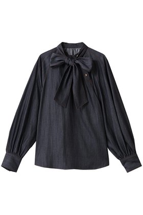 【アナイ/ANAYI】のライトデニムライクボウブラウス 人気、トレンドファッション・服の通販 founy(ファニー) ファッション Fashion レディースファッション Fashion for Women トップス・カットソー Cut & Sew Tops シャツ・ブラウス・オフィスカジュアル Elegant Blouses & Button-Ups 2025年 2025 2025-2026秋冬・A/W Autumn/Winter 2025–26 AW25–26 スタンド Stand Collar, Upright Stand ストレッチ Stretch, Stretchy Fabric スリーブ Sleeve, Long Sleeve / Short Sleeve デニム Denim, Jeans Material ドレープ Drape, Draping Fabric ロング Long, Long-Length A/W・秋冬 Autumn/Winter |ID:prp329100004644438