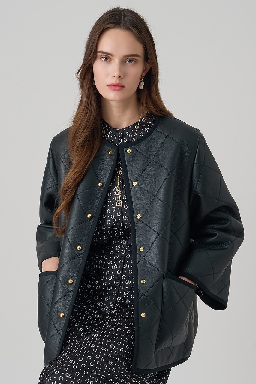 【アナイ/ANAYI】のフェイクムートンキルティングコート 人気、トレンドファッション・服の通販 founy(ファニー) ファッション Fashion レディースファッション Fashion for Women アウター Coat / Outerwear Collection コート・ロングコート・ピーコート Long Coats, Peacoats & More おすすめ Recommended / Our Picks キルト Quilt, Quilted Fabric ショート Short, Short Length スリーブ Sleeve, Long Sleeve / Short Sleeve ドット Polka Dot, Dot Pattern ハーフ Half, Half-Length フェイクレザー Faux Leather, PU Leather フロント Front, Front Design ボンディング Bonding, Bonded Fabric メタル Metal, Metal Parts A/W・秋冬 Autumn/Winter other-7|ID: prp329100004644441 ipo3291000000035966631