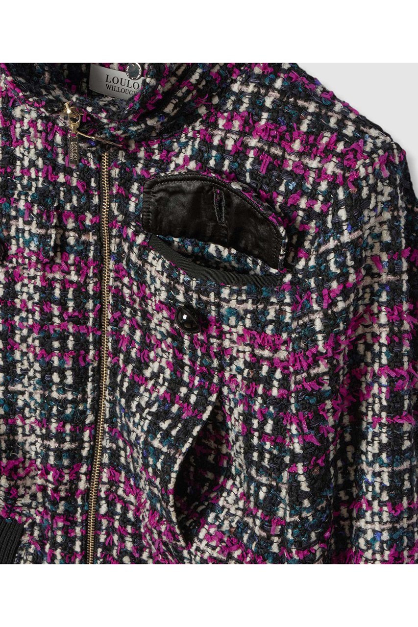 【アルアバイル/allureville】の【LOULOU WILLOUGHBY】CLARENSONツイードブルゾン 人気、トレンドファッション・服の通販 founy(ファニー) 　ファッション　Fashion　レディースファッション　Fashion for Women　アウター　Coat / Outerwear Collection　レディースジャケット・軽アウター　Jackets　ブルゾンジャケット・スポーティアウター　Blouson Jackets　2025年　2025　2025-2026秋冬・A/W　Autumn/Winter 2025–26 AW25–26　コレクション　Collection, Seasonal Line　ショート　Short, Short Length　ジャケット　Jacket, Outerwear　ツイード　Twill, Twill Weave　トレンド　Trend, Trending Now　パープル　Purple, Violet　ファブリック　Fabric, Textile　フランス　France, French　フロント　Front, Front Design　ブルゾン　Blouson, Bomber Jacket　ポケット　Pocket, Pocket Detail　今季　This Season, Current Season　A/W・秋冬　Autumn/Winter　other-5|ID: prp329100004644458 ipo3291000000033510629