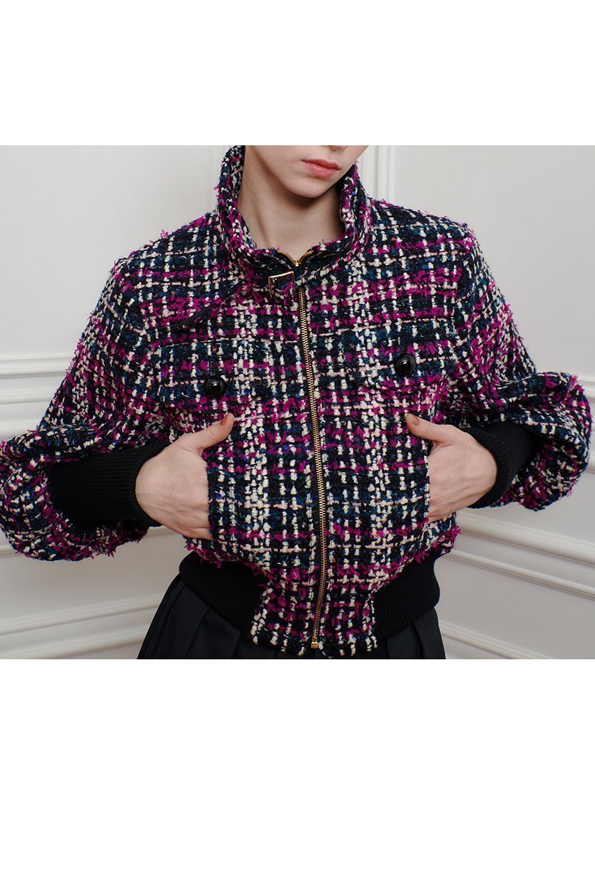 【アルアバイル/allureville】の【LOULOU WILLOUGHBY】CLARENSONツイードブルゾン 人気、トレンドファッション・服の通販 founy(ファニー) 　ファッション　Fashion　レディースファッション　Fashion for Women　アウター　Coat / Outerwear Collection　レディースジャケット・軽アウター　Jackets　ブルゾンジャケット・スポーティアウター　Blouson Jackets　2025年　2025　2025-2026秋冬・A/W　Autumn/Winter 2025–26 AW25–26　コレクション　Collection, Seasonal Line　ショート　Short, Short Length　ジャケット　Jacket, Outerwear　ツイード　Twill, Twill Weave　トレンド　Trend, Trending Now　パープル　Purple, Violet　ファブリック　Fabric, Textile　フランス　France, French　フロント　Front, Front Design　ブルゾン　Blouson, Bomber Jacket　ポケット　Pocket, Pocket Detail　今季　This Season, Current Season　A/W・秋冬　Autumn/Winter　other-8|ID: prp329100004644458 ipo3291000000033510635
