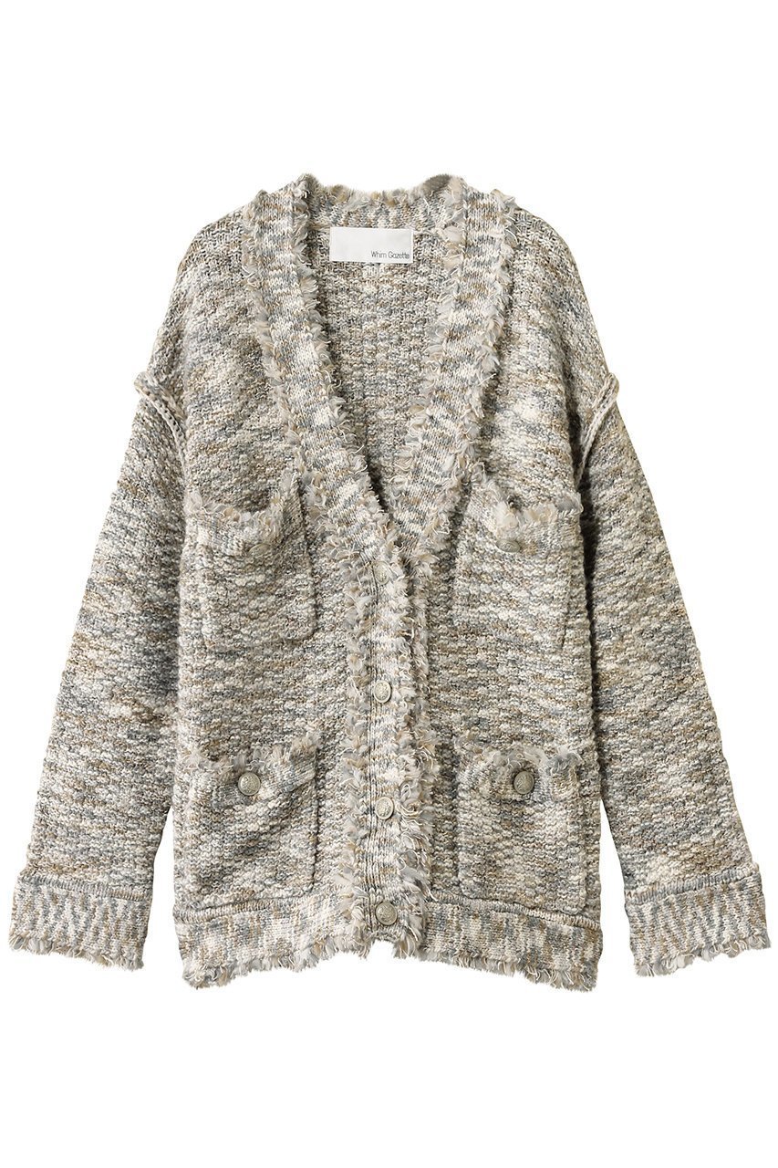 【ウィムガゼット/Whim Gazette】のミックスヤーンニットツイードジャケット インテリア・キッズ・メンズ・レディースファッション・服の通販 founy(ファニー) 　ファッション　Fashion　レディースファッション　Fashion for Women　アウター　Coat / Outerwear Collection　レディースジャケット・軽アウター　Jackets　アクリル　Acrylic Material　カーディガン　Cardigan, Knitwear　クラシカル　Classical, Vintage-Inspired　ジャケット　Jacket, Outerwear　ツイード　Twill, Twill Weave　フリンジ　Fringe, Tassel　ミックス　Mix, Mixed Style　メタル　Metal, Metal Parts　羽織　Haori, Light Jacket　モスグリーン|ID: prp329100004644461 ipo3291000000035828352
