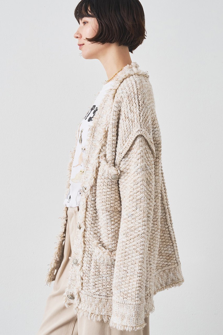【ウィムガゼット/Whim Gazette】のミックスヤーンニットツイードジャケット 人気、トレンドファッション・服の通販 founy(ファニー) 　ファッション　Fashion　レディースファッション　Fashion for Women　アウター　Coat / Outerwear Collection　レディースジャケット・軽アウター　Jackets　アクリル　Acrylic Material　カーディガン　Cardigan, Knitwear　クラシカル　Classical, Vintage-Inspired　ジャケット　Jacket, Outerwear　ツイード　Twill, Twill Weave　フリンジ　Fringe, Tassel　ミックス　Mix, Mixed Style　メタル　Metal, Metal Parts　羽織　Haori, Light Jacket　other-3|ID: prp329100004644461 ipo3291000000035828363