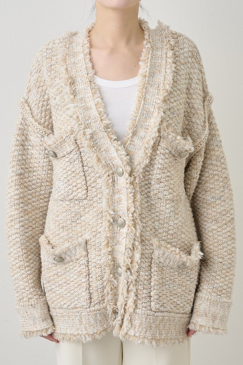 【ウィムガゼット/Whim Gazette】のミックスヤーンニットツイードジャケット 人気、トレンドファッション・服の通販 founy(ファニー) 　ファッション　Fashion　レディースファッション　Fashion for Women　アウター　Coat / Outerwear Collection　レディースジャケット・軽アウター　Jackets　アクリル　Acrylic Material　カーディガン　Cardigan, Knitwear　クラシカル　Classical, Vintage-Inspired　ジャケット　Jacket, Outerwear　ツイード　Twill, Twill Weave　フリンジ　Fringe, Tassel　ミックス　Mix, Mixed Style　メタル　Metal, Metal Parts　羽織　Haori, Light Jacket　other-6|ID: prp329100004644461 ipo3291000000035828369
