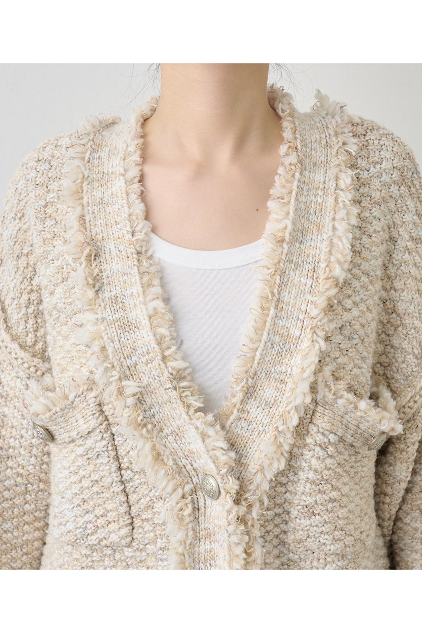 【ウィムガゼット/Whim Gazette】のミックスヤーンニットツイードジャケット 人気、トレンドファッション・服の通販 founy(ファニー) 　ファッション　Fashion　レディースファッション　Fashion for Women　アウター　Coat / Outerwear Collection　レディースジャケット・軽アウター　Jackets　アクリル　Acrylic Material　カーディガン　Cardigan, Knitwear　クラシカル　Classical, Vintage-Inspired　ジャケット　Jacket, Outerwear　ツイード　Twill, Twill Weave　フリンジ　Fringe, Tassel　ミックス　Mix, Mixed Style　メタル　Metal, Metal Parts　羽織　Haori, Light Jacket　other-7|ID: prp329100004644461 ipo3291000000035828371