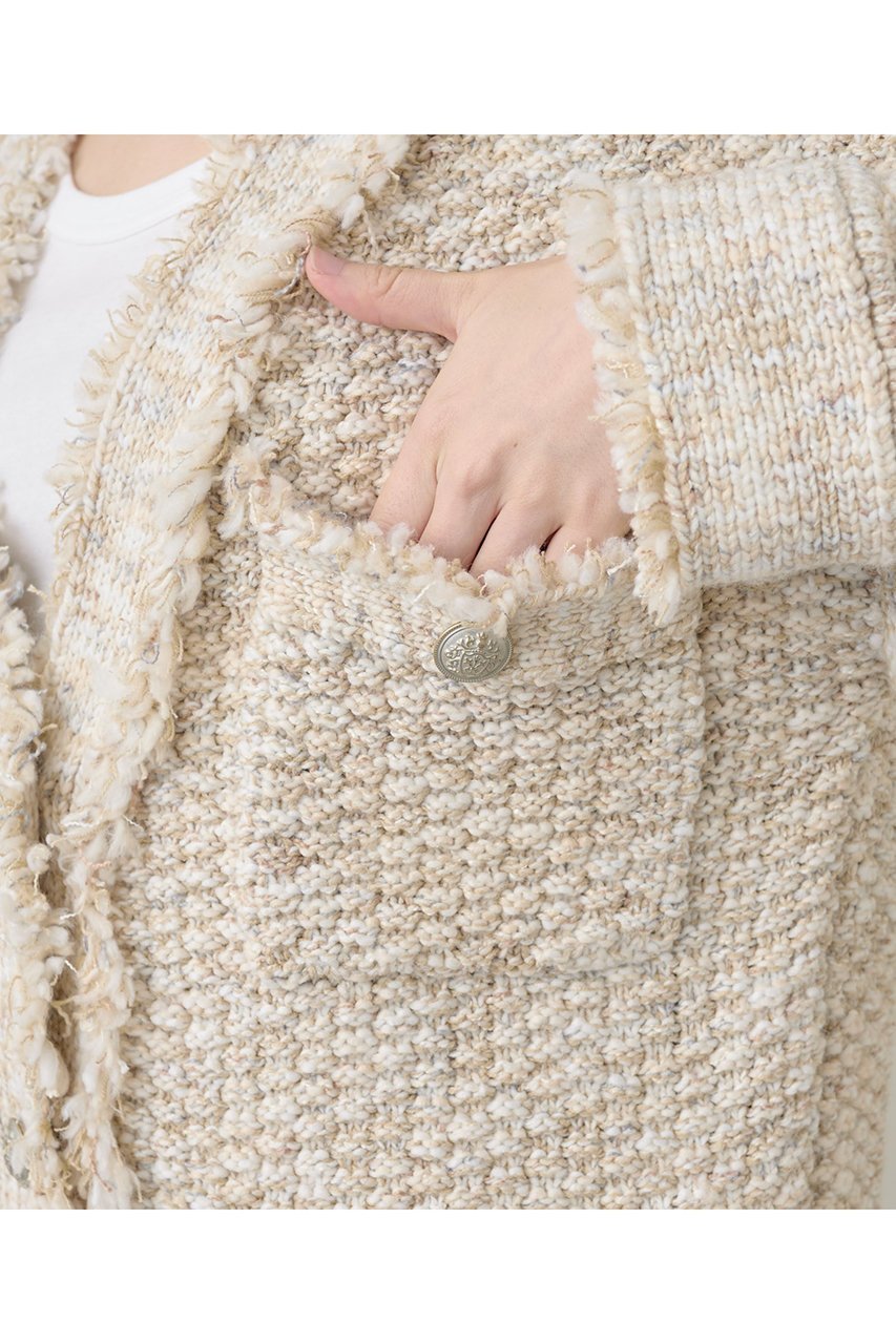 【ウィムガゼット/Whim Gazette】のミックスヤーンニットツイードジャケット 人気、トレンドファッション・服の通販 founy(ファニー) 　ファッション　Fashion　レディースファッション　Fashion for Women　アウター　Coat / Outerwear Collection　レディースジャケット・軽アウター　Jackets　アクリル　Acrylic Material　カーディガン　Cardigan, Knitwear　クラシカル　Classical, Vintage-Inspired　ジャケット　Jacket, Outerwear　ツイード　Twill, Twill Weave　フリンジ　Fringe, Tassel　ミックス　Mix, Mixed Style　メタル　Metal, Metal Parts　羽織　Haori, Light Jacket　other-8|ID: prp329100004644461 ipo3291000000035828373