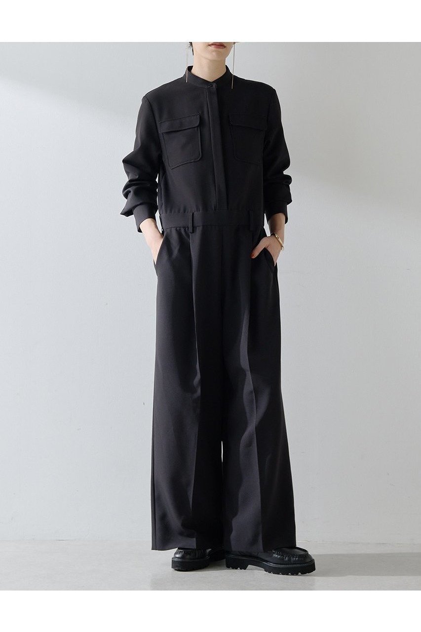 【ウィムガゼット/Whim Gazette】のバンドカラーオールインワン インテリア・キッズ・メンズ・レディースファッション・服の通販 founy(ファニー) 　ファッション　Fashion　レディースファッション　Fashion for Women　パンツ　Pants & Trousers　2025年　2025　2025-2026秋冬・A/W　Autumn/Winter 2025–26 AW25–26　シンプル　Simple, Minimal　ストレッチ　Stretch, Stretchy Fabric　スーツ　Suit, Formalwear　フラップ　Flap, Flap Pocket　ポケット　Pocket, Pocket Detail　マニッシュ　Mannish, Boyish　リラックス　Relax, Relaxed Fit　A/W・秋冬　Autumn/Winter　ブラック|ID: prp329100004644479 ipo3291000000033510807