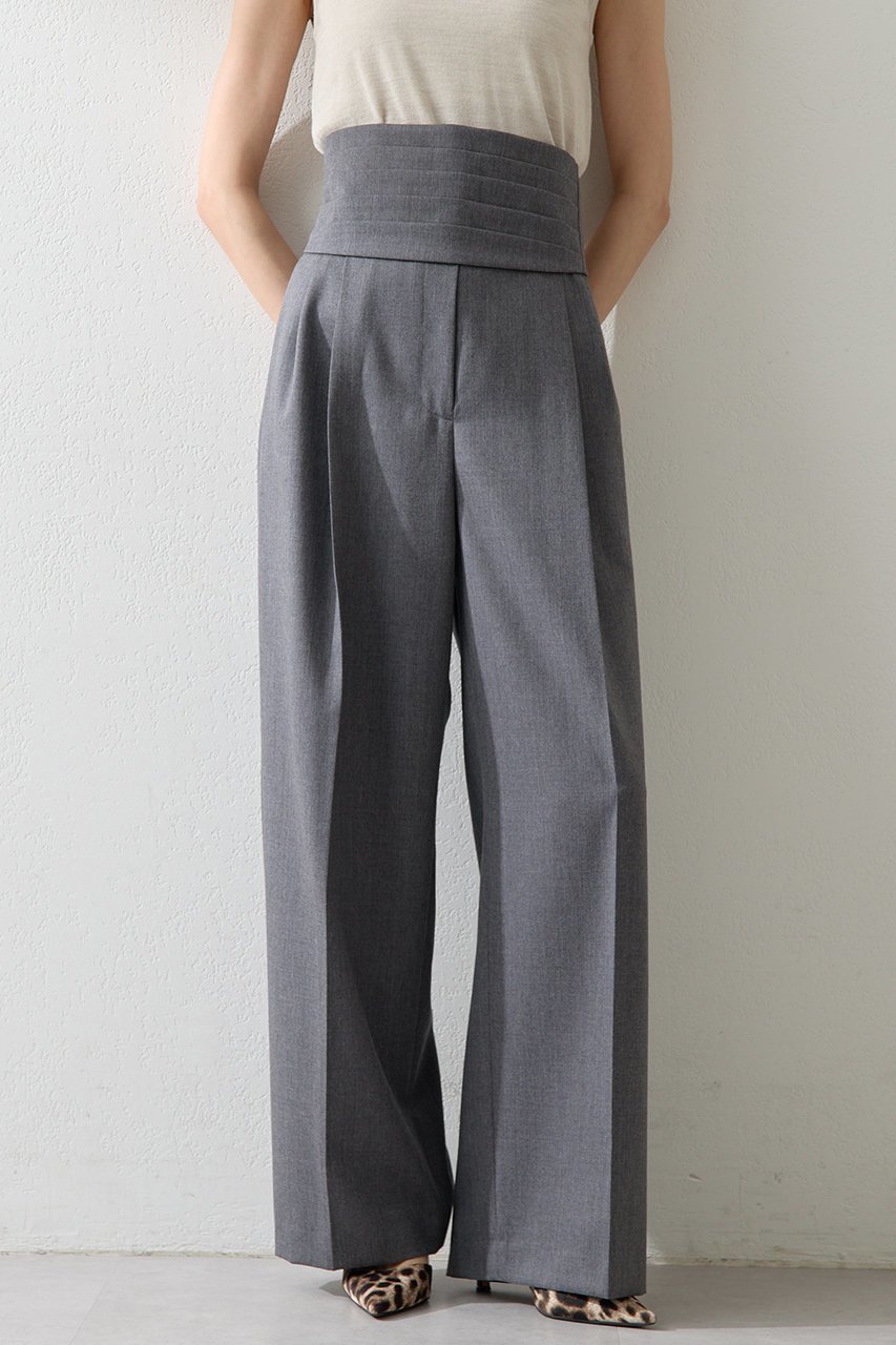 【ウィムガゼット/Whim Gazette】のカマーベルトタックパンツ インテリア・キッズ・メンズ・レディースファッション・服の通販 founy(ファニー) 　ファッション　Fashion　レディースファッション　Fashion for Women　パンツ　Pants & Trousers　ベルト&ウエストマーク　Belts & Waist Accessories　おすすめ　Recommended / Our Picks　クラシック　Classic, Timeless Style　クール　Cool, Chic　シンプル　Simple, Minimal　セットアップ　Set-Up, Coordinated Outfit　ドレス　Dress, One-Piece　ドレープ　Drape, Draping Fabric　マニッシュ　Mannish, Boyish　グレー|ID: prp329100004644480 ipo3291000000035966770