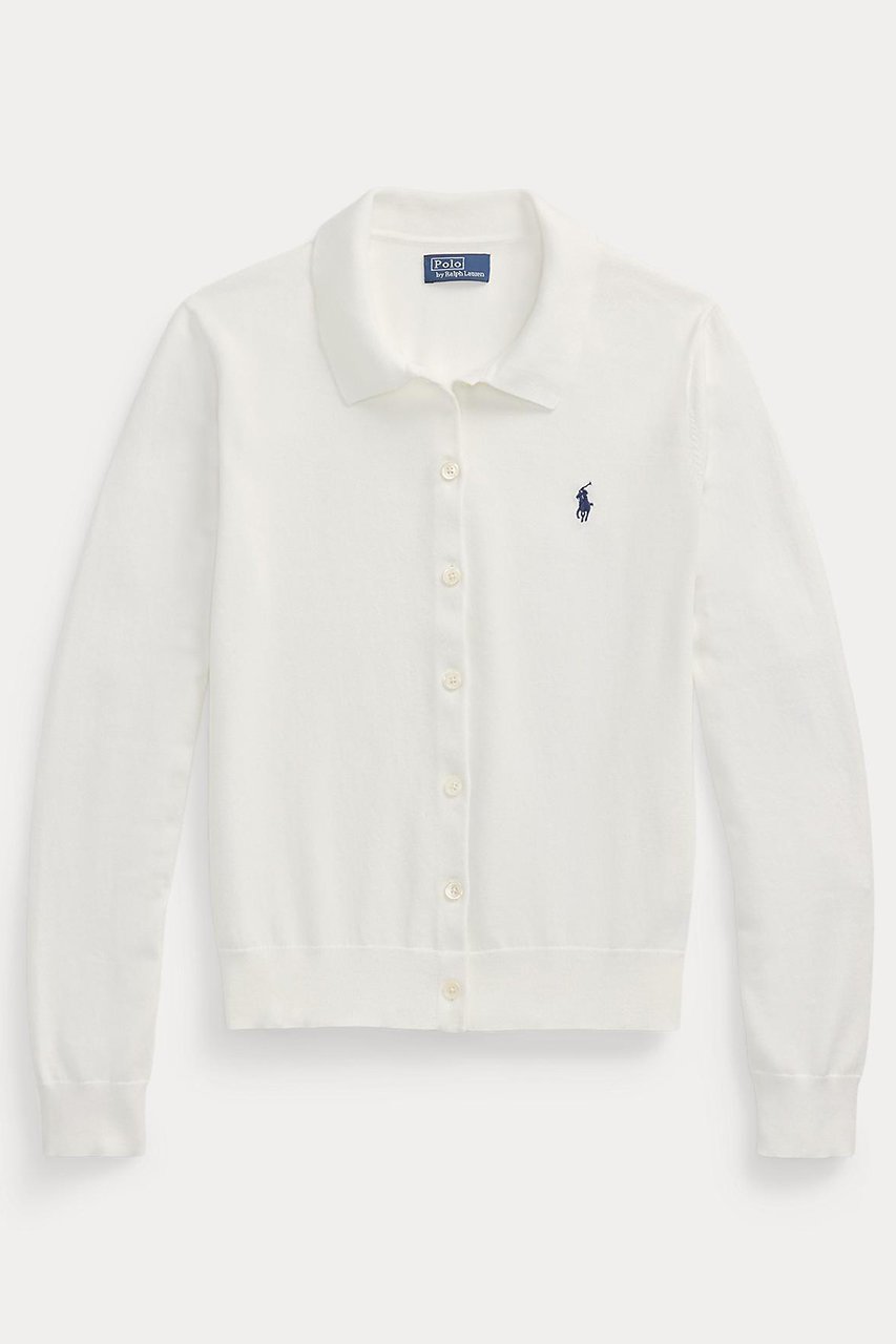 【ラルフローレン/RALPH LAUREN】の【POLO RALPH LAUREN】ポロカラー ボタンド カーディガン インテリア・キッズ・メンズ・レディースファッション・服の通販 founy(ファニー) 　ファッション　Fashion　レディースファッション　Fashion for Women　トップス・カットソー　Cut & Sew Tops　カーディガン・羽織り　Layered Style Cardigans　シャツ・ブラウス・オフィスカジュアル　Elegant Blouses & Button-Ups　ロングTシャツ・Tシャツ　Longline T-Shirts & Tees　カットソー・ベーシックTシャツ　Cut-and-Sewn Tops / Stretch Tees & Basics　2025年　2025　2025-2026秋冬・A/W　Autumn/Winter 2025–26 AW25–26　カーディガン　Cardigan, Knitwear　クラシック　Classic, Timeless Style　エレガント 上品　Elegant　A/W・秋冬　Autumn/Winter　ホワイト|ID: prp329100004645476 ipo3291000000033526991