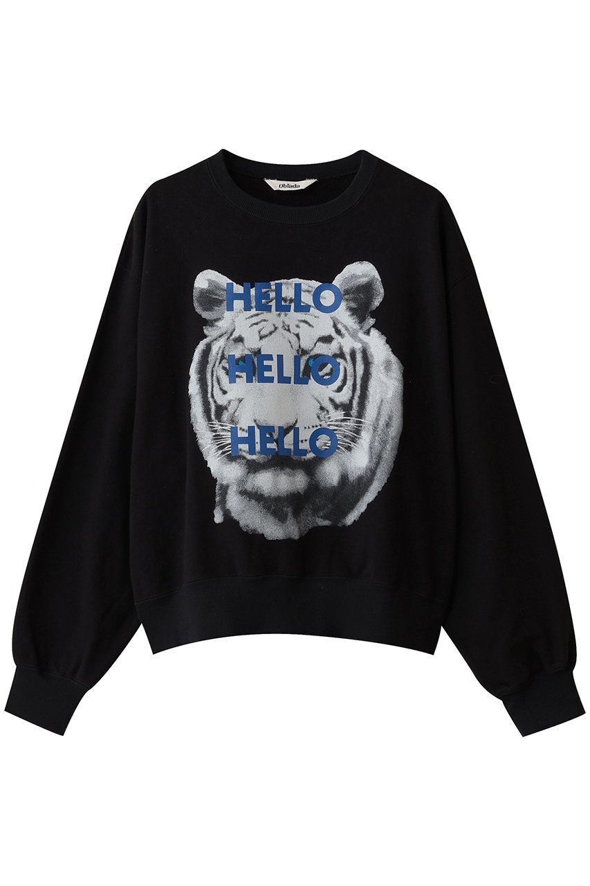 【オブラダ/Oblada】のTIGER スウェット インテリア・キッズ・メンズ・レディースファッション・服の通販 founy(ファニー) 　ファッション　Fashion　レディースファッション　Fashion for Women　トップス・カットソー　Cut & Sew Tops　シャツ・ブラウス・オフィスカジュアル　Elegant Blouses & Button-Ups　レディースパーカー・カジュアルフーディー　Casual Hoodies & Sweatshirts　ロングTシャツ・Tシャツ　Longline T-Shirts & Tees　スウェット・クルーネックトップス　Sweatshirts & Crewnecks / Relaxed Fit Sweat Tops　カットソー・ベーシックTシャツ　Cut-and-Sewn Tops / Stretch Tees & Basics　2025年　2025　2025-2026秋冬・A/W　Autumn/Winter 2025–26 AW25–26　ショート　Short, Short Length　スウェット / スエット　Sweatshirt, Sweatwear　プリント　Print, Printed Pattern　A/W・秋冬　Autumn/Winter　ブラック|ID: prp329100004645479 ipo3291000000033527010