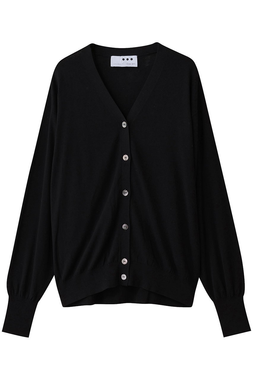 【スリー ドッツ/three dots】のソフトコットンレーヨン カーディガン インテリア・キッズ・メンズ・レディースファッション・服の通販 founy(ファニー) 　ファッション　Fashion　レディースファッション　Fashion for Women　トップス・カットソー　Cut & Sew Tops　ニット　Knit Tops & Sweaters　カーディガン・羽織り　Layered Style Cardigans　2025年　2025　2025-2026秋冬・A/W　Autumn/Winter 2025–26 AW25–26　おすすめ　Recommended / Our Picks　なめらか　Smooth, Silky Texture　カーディガン　Cardigan, Knitwear　シンプル　Simple, Minimal　バランス　Balance, Style Balance　ベーシック　Basic, Essential　ボトム　Bottoms, Lower Wear　A/W・秋冬　Autumn/Winter　ブラック|ID: prp329100004645530 ipo3291000000033527474