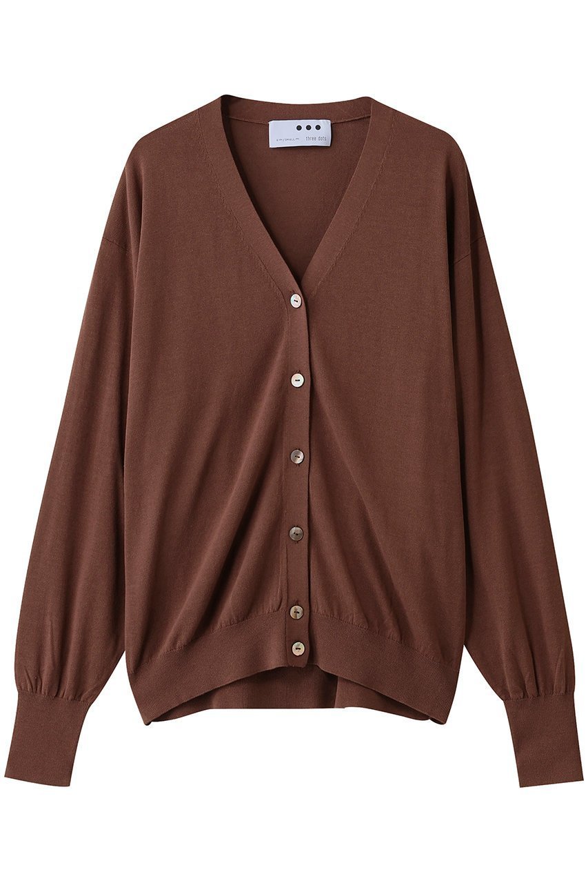 【スリー ドッツ/three dots】のソフトコットンレーヨン カーディガン インテリア・キッズ・メンズ・レディースファッション・服の通販 founy(ファニー) 　ファッション　Fashion　レディースファッション　Fashion for Women　トップス・カットソー　Cut & Sew Tops　ニット　Knit Tops & Sweaters　カーディガン・羽織り　Layered Style Cardigans　2025年　2025　2025-2026秋冬・A/W　Autumn/Winter 2025–26 AW25–26　おすすめ　Recommended / Our Picks　なめらか　Smooth, Silky Texture　カーディガン　Cardigan, Knitwear　シンプル　Simple, Minimal　バランス　Balance, Style Balance　ベーシック　Basic, Essential　ボトム　Bottoms, Lower Wear　A/W・秋冬　Autumn/Winter　ブラウン|ID: prp329100004645530 ipo3291000000033527475