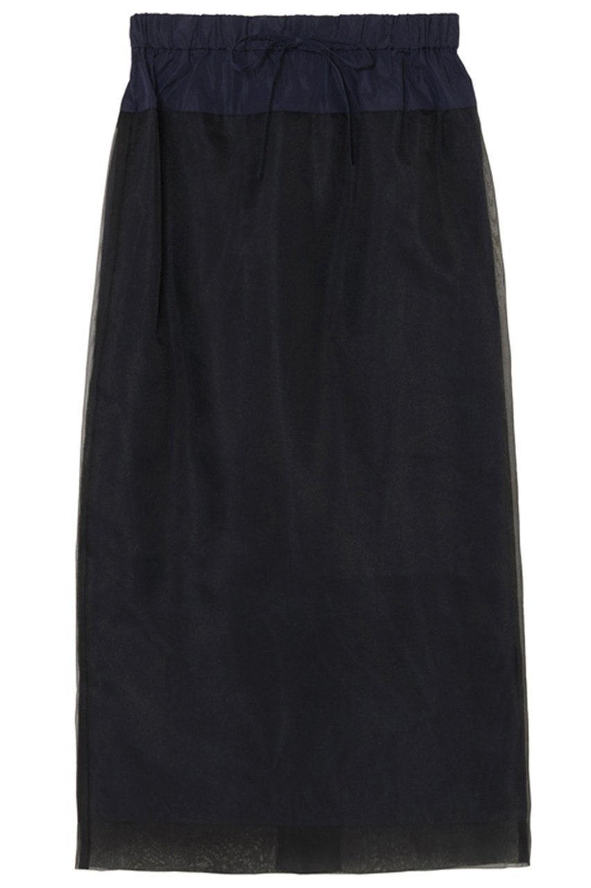 【ミラ ショーン バイ チカ キサダ/mila schon by chika kisada】のオーガンジー レイヤードスカート インテリア・キッズ・メンズ・レディースファッション・服の通販 founy(ファニー) 　ファッション　Fashion　レディースファッション　Fashion for Women　スカート　Skirts　ロングスカート　Long Skirts / Maxi & Midi Skirts　おすすめ　Recommended / Our Picks　オーガンジー　Organza Fabric　セットアップ　Set-Up, Coordinated Outfit　タフタ　Taffeta, Structured Fabric　ドローコード　Drawcord, Drawstring Cord　バランス　Balance, Style Balance　ロング　Long, Long-Length　ブラック×ネイビー|ID: prp329100004645548 ipo3291000000036133557