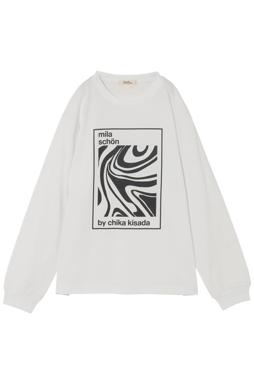 【ミラ ショーン バイ チカ キサダ/mila schon by chika kisada】のMBYCグラフィック ロングスリーブTシャツ インテリア・キッズ・メンズ・レディースファッション・服の通販 founy(ファニー) 　ファッション　Fashion　レディースファッション　Fashion for Women　トップス・カットソー　Cut & Sew Tops　シャツ・ブラウス・オフィスカジュアル　Elegant Blouses & Button-Ups　ロングTシャツ・Tシャツ　Longline T-Shirts & Tees　カットソー・ベーシックTシャツ　Cut-and-Sewn Tops / Stretch Tees & Basics　2025年　2025　2025-2026秋冬・A/W　Autumn/Winter 2025–26 AW25–26　なめらか　Smooth, Silky Texture　インナー　Innerwear　グラフィック　Graphic, Graphic Design　スリーブ　Sleeve, Long Sleeve / Short Sleeve　ロング　Long, Long-Length　A/W・秋冬　Autumn/Winter　ホワイト|ID: prp329100004646697 ipo3291000000033540701