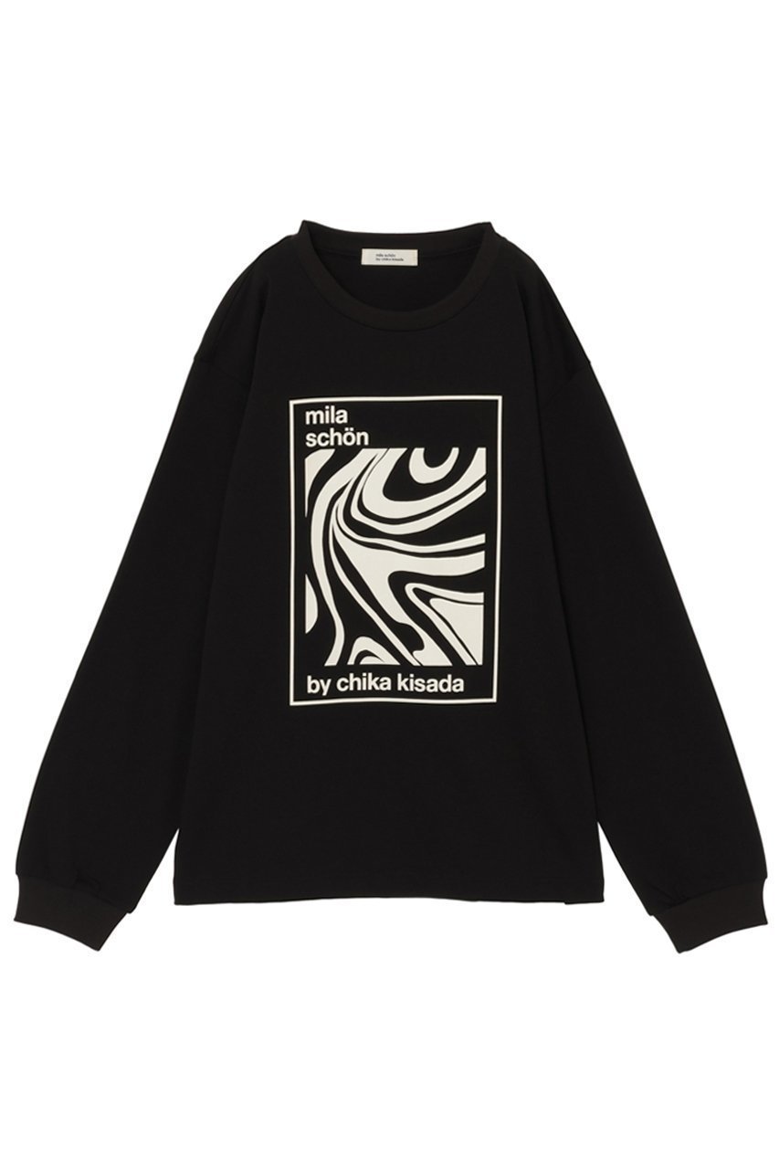 【ミラ ショーン バイ チカ キサダ/mila schon by chika kisada】のMBYCグラフィック ロングスリーブTシャツ インテリア・キッズ・メンズ・レディースファッション・服の通販 founy(ファニー) 　ファッション　Fashion　レディースファッション　Fashion for Women　トップス・カットソー　Cut & Sew Tops　シャツ・ブラウス・オフィスカジュアル　Elegant Blouses & Button-Ups　ロングTシャツ・Tシャツ　Longline T-Shirts & Tees　カットソー・ベーシックTシャツ　Cut-and-Sewn Tops / Stretch Tees & Basics　2025年　2025　2025-2026秋冬・A/W　Autumn/Winter 2025–26 AW25–26　なめらか　Smooth, Silky Texture　インナー　Innerwear　グラフィック　Graphic, Graphic Design　スリーブ　Sleeve, Long Sleeve / Short Sleeve　ロング　Long, Long-Length　A/W・秋冬　Autumn/Winter　ブラック|ID: prp329100004646697 ipo3291000000033540703