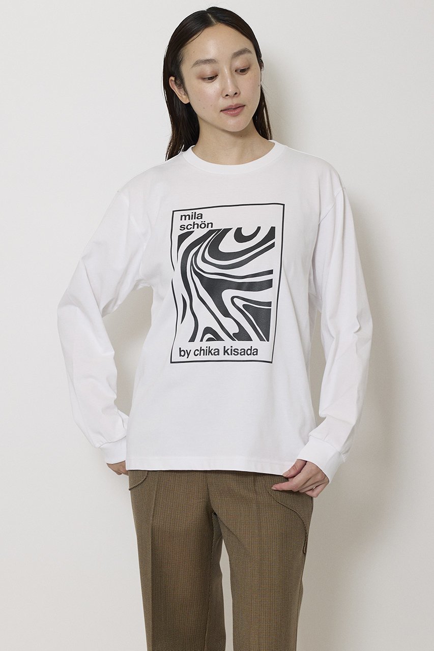 【ミラ ショーン バイ チカ キサダ/mila schon by chika kisada】のMBYCグラフィック ロングスリーブTシャツ 人気、トレンドファッション・服の通販 founy(ファニー) ファッション Fashion レディースファッション Fashion for Women トップス・カットソー Cut & Sew Tops シャツ・ブラウス・オフィスカジュアル Elegant Blouses & Button-Ups ロングTシャツ・Tシャツ Longline T-Shirts & Tees カットソー・ベーシックTシャツ Cut-and-Sewn Tops / Stretch Tees & Basics なめらか Smooth, Silky Texture インナー Innerwear グラフィック Graphic, Graphic Design スリーブ Sleeve, Long Sleeve / Short Sleeve ロング Long, Long-Length other-8|ID: prp329100004646697 ipo3291000000036075698