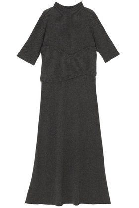 【ミラ ショーン バイ チカ キサダ/mila schon by chika kisada】のレイヤード リブニットワンピース 人気、トレンドファッション・服の通販 founy(ファニー) ファッション Fashion レディースファッション Fashion for Women ワンピース Dresses ニットワンピース Knit Dresses チュニック Tunic Tops & Dresses チュニック Tunic, Long Top チューブ Tube, Tube Top フレア Flare, Flared ロング Long, Long-Length |ID:prp329100004646699