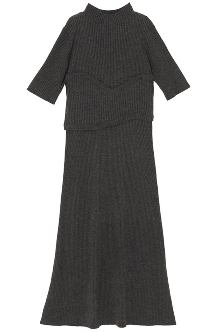 【ミラ ショーン バイ チカ キサダ/mila schon by chika kisada】のレイヤード リブニットワンピース 人気、トレンドファッション・服の通販 founy(ファニー) 　ファッション　Fashion　レディースファッション　Fashion for Women　ワンピース　Dresses　ニットワンピース　Knit Dresses　チュニック　Tunic Tops & Dresses　チュニック　Tunic, Long Top　チューブ　Tube, Tube Top　フレア　Flare, Flared　ロング　Long, Long-Length　 other-1|ID: prp329100004646699 ipo3291000000035798681