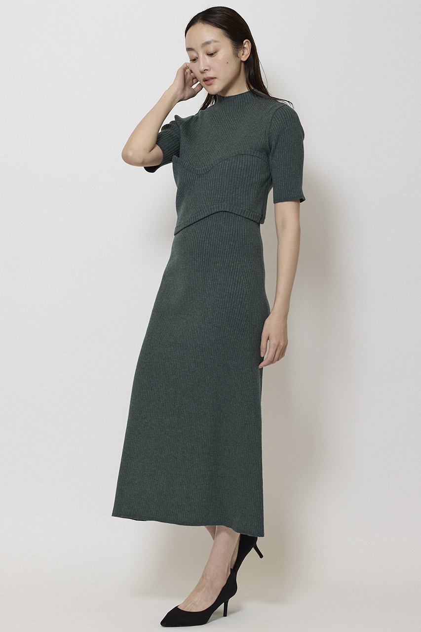 【ミラ ショーン バイ チカ キサダ/mila schon by chika kisada】のレイヤード リブニットワンピース 人気、トレンドファッション・服の通販 founy(ファニー) 　ファッション　Fashion　レディースファッション　Fashion for Women　ワンピース　Dresses　ニットワンピース　Knit Dresses　チュニック　Tunic Tops & Dresses　チュニック　Tunic, Long Top　チューブ　Tube, Tube Top　フレア　Flare, Flared　ロング　Long, Long-Length　other-5|ID: prp329100004646699 ipo3291000000036075896