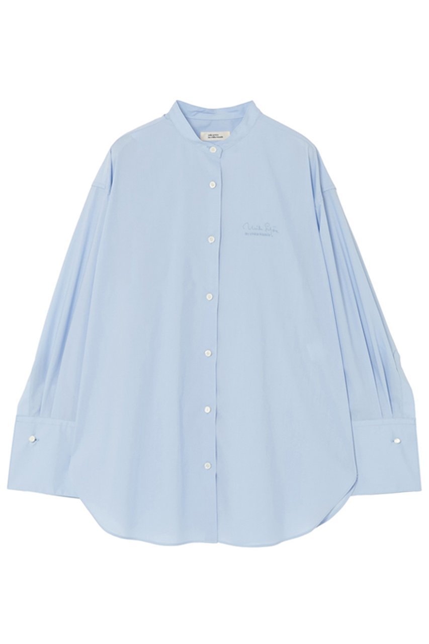 【ミラ ショーン バイ チカ キサダ/mila schon by chika kisada】のスビンコットン エンブロイダリーシャツ インテリア・キッズ・メンズ・レディースファッション・服の通販 founy(ファニー) 　ファッション　Fashion　レディースファッション　Fashion for Women　トップス・カットソー　Cut & Sew Tops　シャツ・ブラウス・オフィスカジュアル　Elegant Blouses & Button-Ups　なめらか　Smooth, Silky Texture　スリーブ　Sleeve, Long Sleeve / Short Sleeve　ロング　Long, Long-Length　ブルー|ID: prp329100004646706 ipo3291000000035798738