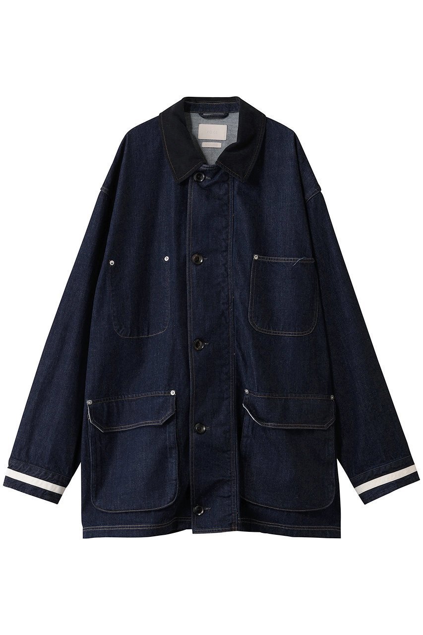 【ヨーク/YOKE】の【UNISEX】デニム カバーオール ハーフ コート インテリア・キッズ・メンズ・レディースファッション・服の通販 founy(ファニー) 　ファッション　Fashion　レディースファッション　Fashion for Women　アウター　Coat / Outerwear Collection　コート・ロングコート・ピーコート　Long Coats, Peacoats & More　ユニセックス　Unisex, Genderless　インディゴ　Indigo Denim　コーデュロイ　Corduroy, Cord Fabric　ショート　Short, Short Length　ジャケット　Jacket, Outerwear　デニム　Denim, Jeans Material　ハーフ　Half, Half-Length　バランス　Balance, Style Balance　モダン　Modern, Contemporary　ヴィンテージ　Vintage Style　インディゴ|ID: prp329100004646722 ipo3291000000035652090