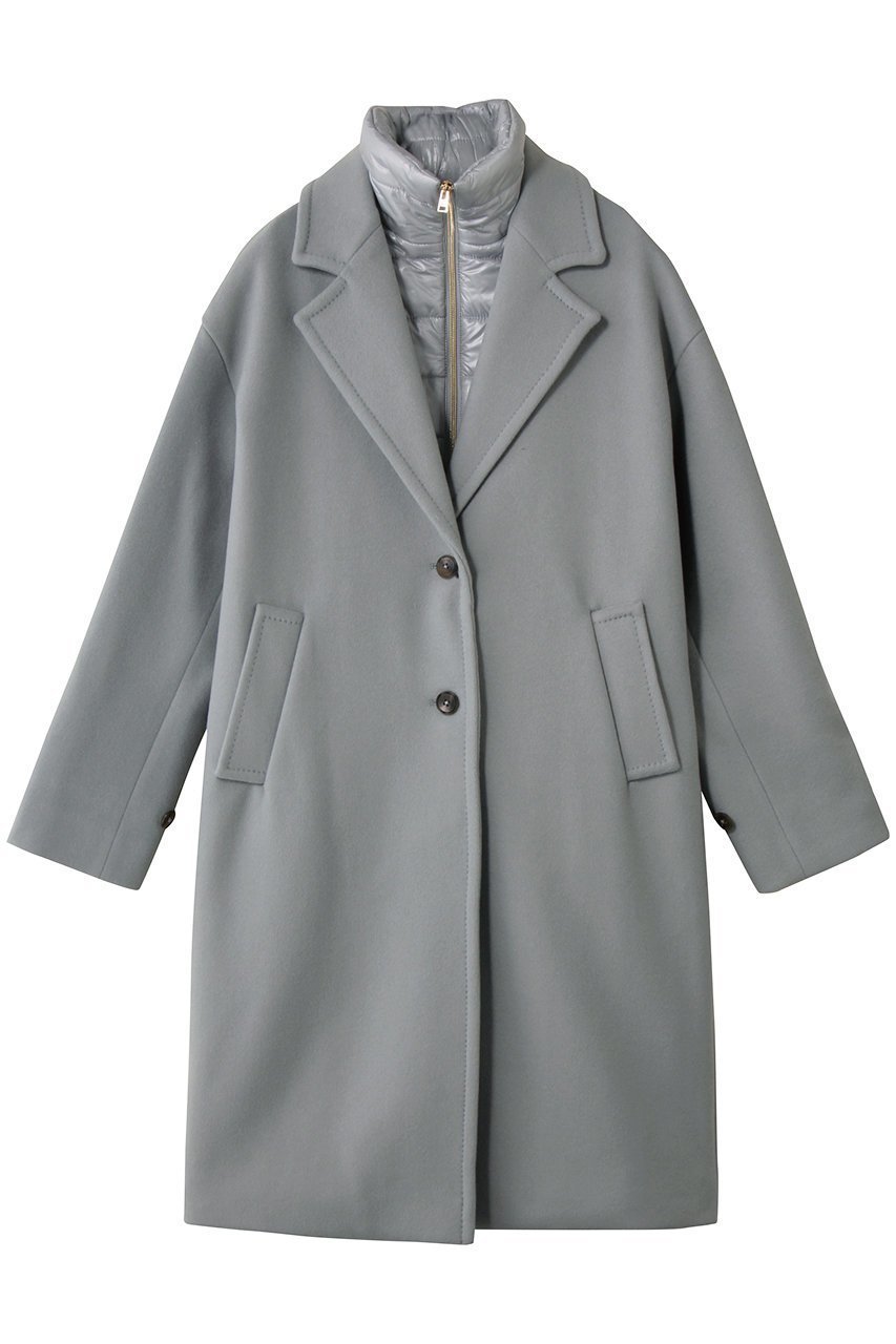 【ヘルノ/HERNO】のウール中綿コンビ コート インテリア・キッズ・メンズ・レディースファッション・服の通販 founy(ファニー) 　ファッション　Fashion　レディースファッション　Fashion for Women　アウター　Coat / Outerwear Collection　コート・ロングコート・ピーコート　Long Coats, Peacoats & More　イタリア　Italy　コンビ　Combo, Combination Style　シンプル　Simple, Minimal　ダウン　Down, Puffer　チェスターコート　Chester Coat, Long Coat　ロング　Long, Long-Length　定番　Standard, Basic Item　防寒　Cold Protection, Winter-Ready　グレー|ID: prp329100004646723 ipo3291000000034154574