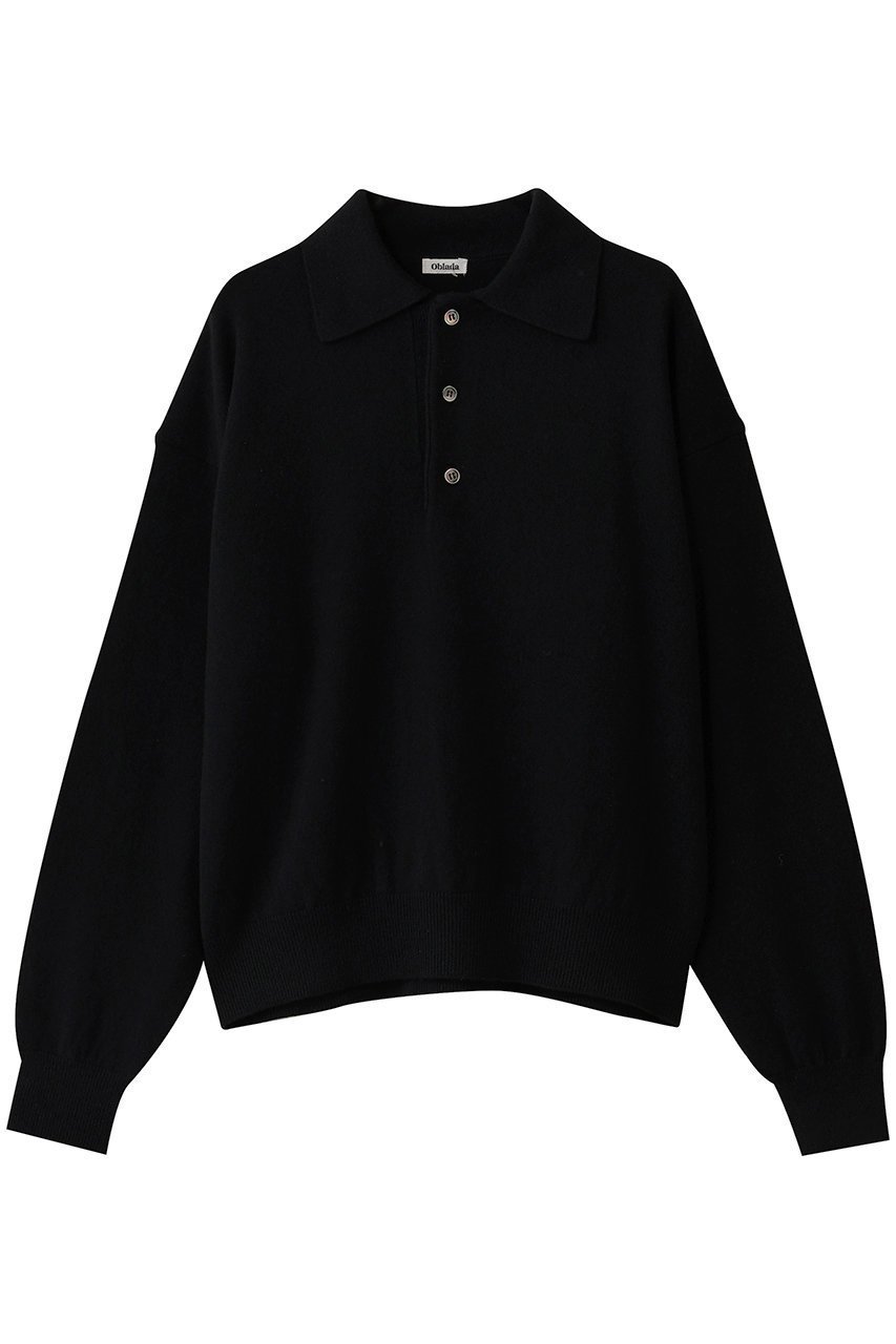 【オブラダ/Oblada】のHENRY ポロニット インテリア・キッズ・メンズ・レディースファッション・服の通販 founy(ファニー) 　ファッション　Fashion　レディースファッション　Fashion for Women　トップス・カットソー　Cut & Sew Tops　ニット　Knit Tops & Sweaters　カジュアルプルオーバー・ニットトップス　Pullovers & Knit Tops / Casual Pullovers　クラシカル　Classical, Vintage-Inspired　ボトム　Bottoms, Lower Wear　ブラック|ID: prp329100004646744 ipo3291000000035535040