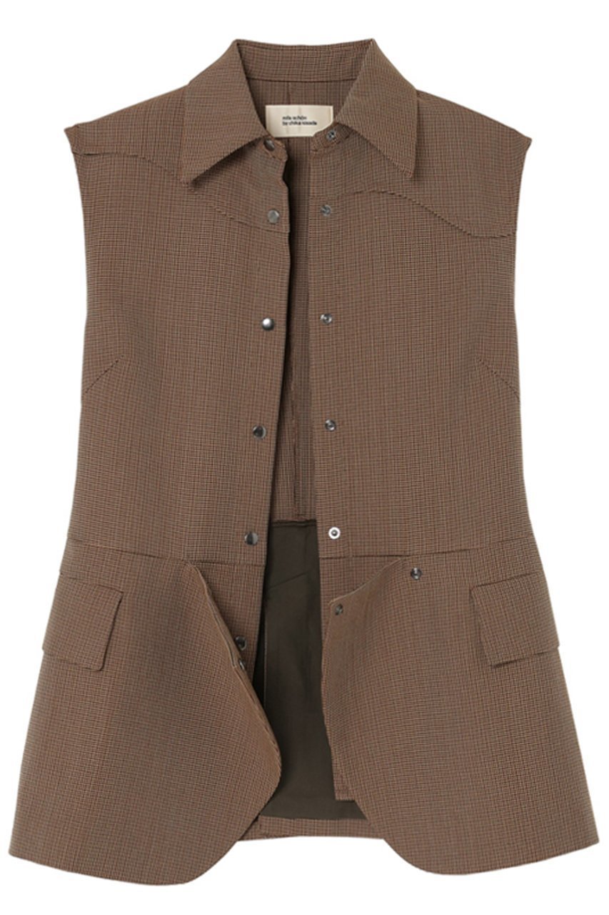 【ミラ ショーン バイ チカ キサダ/mila schon by chika kisada】のチェック ノースリーブ ジャケット 人気、トレンドファッション・服の通販 founy(ファニー) 　ファッション　Fashion　レディースファッション　Fashion for Women　アウター　Coat / Outerwear Collection　レディースジャケット・軽アウター　Jackets　シンプル　Simple, Minimal　ジャケット　Jacket, Outerwear　タートルネック　Turtleneck, High Neck　チェック　Check, Plaid, Tartan　ノースリーブ　Sleeveless, No-Sleeve　ベスト　Vest, Waistcoat　ロング　Long, Long-Length　other-4|ID: prp329100004647716 ipo3291000000035664735