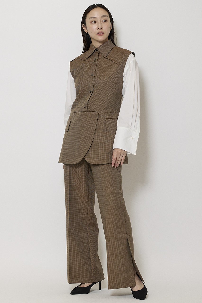 【ミラ ショーン バイ チカ キサダ/mila schon by chika kisada】のチェック ノースリーブ ジャケット 人気、トレンドファッション・服の通販 founy(ファニー) 　ファッション　Fashion　レディースファッション　Fashion for Women　アウター　Coat / Outerwear Collection　レディースジャケット・軽アウター　Jackets　シンプル　Simple, Minimal　ジャケット　Jacket, Outerwear　タートルネック　Turtleneck, High Neck　チェック　Check, Plaid, Tartan　ノースリーブ　Sleeveless, No-Sleeve　ベスト　Vest, Waistcoat　ロング　Long, Long-Length　other-8|ID: prp329100004647716 ipo3291000000035664741