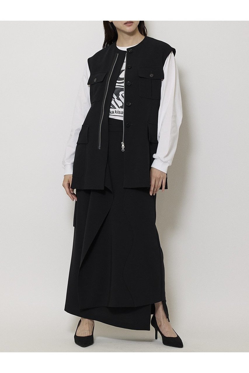【ミラ ショーン バイ チカ キサダ/mila schon by chika kisada】のジップ ノースリーブ ジャケット 人気、トレンドファッション・服の通販 founy(ファニー) 　ファッション　Fashion　レディースファッション　Fashion for Women　アウター　Coat / Outerwear Collection　レディースジャケット・軽アウター　Jackets　2025年　2025　2025-2026秋冬・A/W　Autumn/Winter 2025–26 AW25–26　おすすめ　Recommended / Our Picks　ジップ　Zip, Zipper　ジャケット　Jacket, Outerwear　ジョーゼット　Georgette, Semi-Sheer Fabric　セットアップ　Set-Up, Coordinated Outfit　チュール　Tulip, Tulip Motif　ノースリーブ　Sleeveless, No-Sleeve　フラップ　Flap, Flap Pocket　フロント　Front, Front Design　ベスト　Vest, Waistcoat　ポケット　Pocket, Pocket Detail　ラップ　Wrap, Wrap Design　A/W・秋冬　Autumn/Winter　other-7|ID: prp329100004647717 ipo3291000000033551132