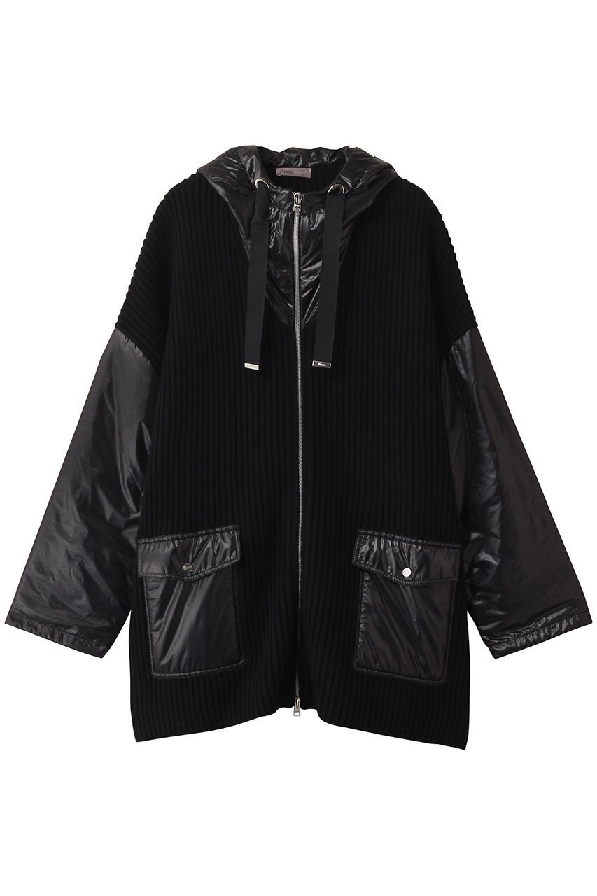 【ヘルノ/HERNO】のウールリブニット フーディーブルゾン インテリア・キッズ・メンズ・レディースファッション・服の通販 founy(ファニー) 　ファッション　Fashion　レディースファッション　Fashion for Women　アウター　Coat / Outerwear Collection　レディースジャケット・軽アウター　Jackets　ブルゾンジャケット・スポーティアウター　Blouson Jackets　ジャケット　Jacket, Outerwear　ブルゾン　Blouson, Bomber Jacket　ラグジュアリー　Luxury, Elegant　リラックス　Relax, Relaxed Fit　エレガント 上品　Elegant　定番　Standard, Basic Item　軽量　Lightweight, Ultra Light　ブラック|ID: prp329100004647720 ipo3291000000036047753