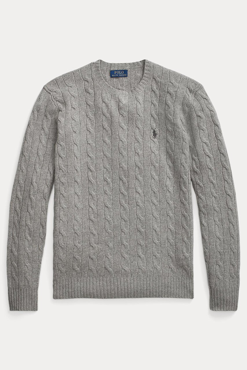 【ラルフローレン/RALPH LAUREN / MEN】の【MEN】【POLO RALPH LAUREN】ケーブルニット ウールカシミヤ セーター インテリア・キッズ・メンズ・レディースファッション・服の通販 founy(ファニー) ファッション Fashion メンズファッション Fashion for Men トップス・カットソー Cut & Sew Tops ニット・セーター / 定番トップス Knit Tops & Sweaters シンプル Simple, Minimal セーター Sweater, Knitwear グレー|ID: prp329100004647723 ipo3291000000035664759