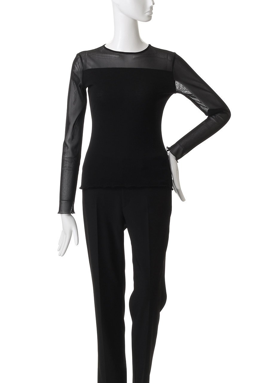 【ジェイドット/j.】のストレッチオーガンジークルーネックトップス 人気、トレンドファッション・服の通販 founy(ファニー) 　ファッション　Fashion　レディースファッション　Fashion for Women　トップス・カットソー　Cut & Sew Tops　シャツ・ブラウス・オフィスカジュアル　Elegant Blouses & Button-Ups　ロングTシャツ・Tシャツ　Longline T-Shirts & Tees　カットソー・ベーシックTシャツ　Cut-and-Sewn Tops / Stretch Tees & Basics　おすすめ　Recommended / Our Picks　インナー　Innerwear　エアリー　Airy Texture　オーガンジー　Organza Fabric　コンパクト　Compact, Small Size　ジャケット　Jacket, Outerwear　ストレッチ　Stretch, Stretchy Fabric　スリーブ　Sleeve, Long Sleeve / Short Sleeve　デコルテ　Décolleté, Neckline　ベーシック　Basic, Essential　ロング　Long, Long-Length　エレガント 上品　Elegant　再入荷　Restock / Back in Stock　other-2|ID: prp329100004649091 ipo3291000000035420024