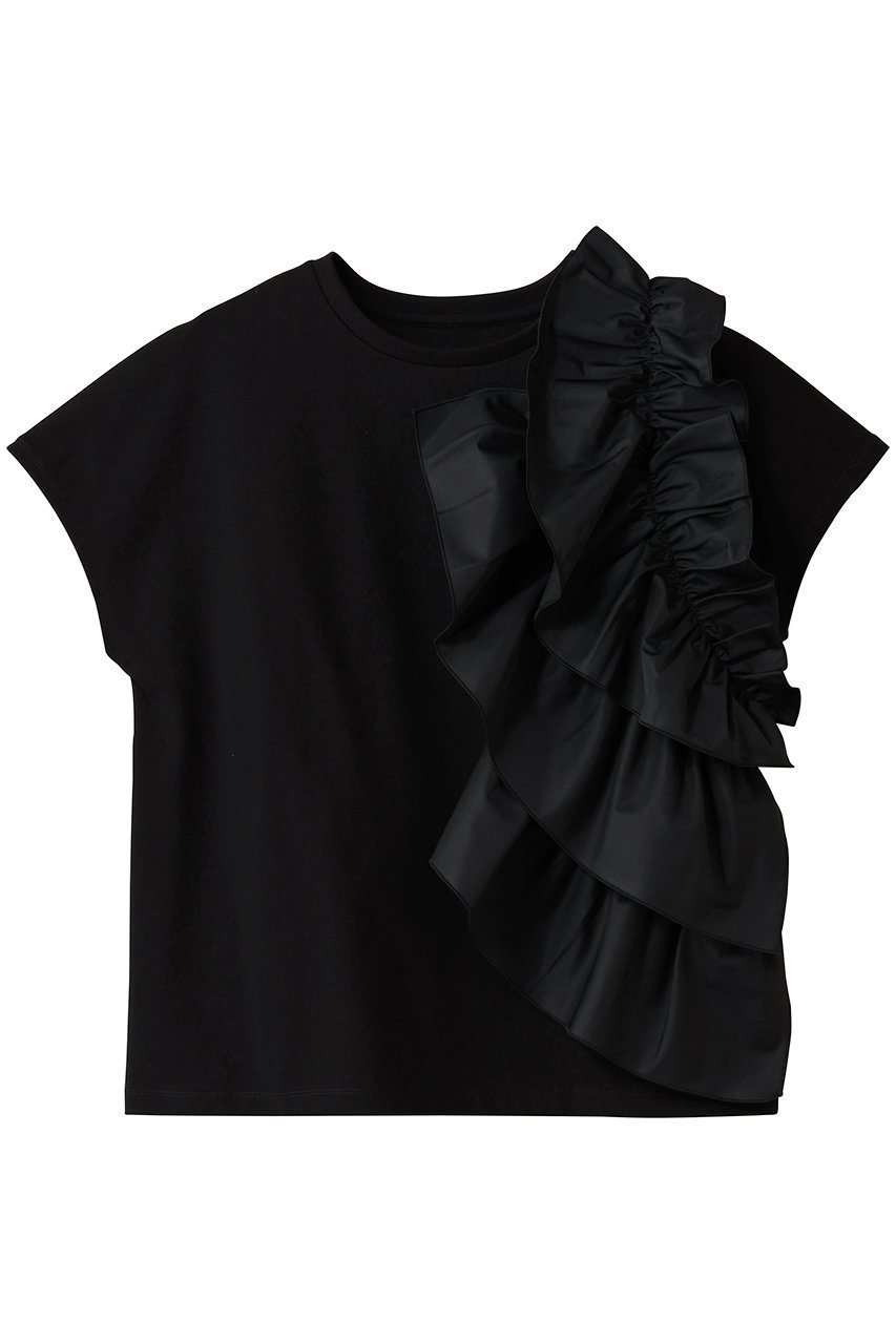 【アルアバイル/allureville】の【Loulou Willoughby】ギャザーレイヤーTシャツ A 人気、トレンドファッション・服の通販 founy(ファニー) 　ファッション　Fashion　レディースファッション　Fashion for Women　トップス・カットソー　Cut & Sew Tops　シャツ・ブラウス・オフィスカジュアル　Elegant Blouses & Button-Ups　ロングTシャツ・Tシャツ　Longline T-Shirts & Tees　カットソー・ベーシックTシャツ　Cut-and-Sewn Tops / Stretch Tees & Basics　2025年　2025　2025-2026秋冬・A/W　Autumn/Winter 2025–26 AW25–26　ギャザー　Gathered, Ruffled　ショート　Short, Short Length　スラックス　Slacks, Dress Pants　スリーブ　Sleeve, Long Sleeve / Short Sleeve　デニム　Denim, Jeans Material　ハーフ　Half, Half-Length　フロント　Front, Front Design　A/W・秋冬　Autumn/Winter　 other-1|ID: prp329100004649094 ipo3291000000033575827