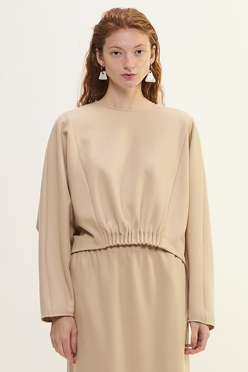 【プレインピープル/PLAIN PEOPLE】のダンボールジャージ/ミルドジャージゴムタックドルマンプルオーバー インテリア・キッズ・メンズ・レディースファッション・服の通販 founy(ファニー) 　ファッション　Fashion　レディースファッション　Fashion for Women　トップス・カットソー　Cut & Sew Tops　シャツ・ブラウス・オフィスカジュアル　Elegant Blouses & Button-Ups　ロングTシャツ・Tシャツ　Longline T-Shirts & Tees　カジュアルプルオーバー・ニットトップス　Pullovers & Knit Tops / Casual Pullovers　カットソー・ベーシックTシャツ　Cut-and-Sewn Tops / Stretch Tees & Basics　なめらか　Smooth, Silky Texture　ストレート　Straight, Straight Cut　スリーブ　Sleeve, Long Sleeve / Short Sleeve　セットアップ　Set-Up, Coordinated Outfit　フォルム　Silhouette, Form　ボトム　Bottoms, Lower Wear　ロング　Long, Long-Length　ワイド　Wide, Wide Fit　ベージュ|ID: prp329100004649095 ipo3291000000035625669