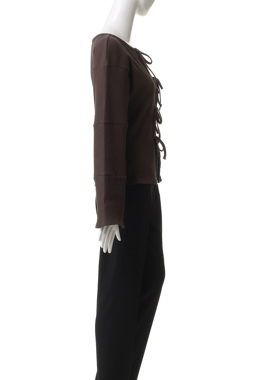 【ウーア/Uhr】のフロントリボンカーディガン 人気、トレンドファッション・服の通販 founy(ファニー) 　ファッション　Fashion　レディースファッション　Fashion for Women　トップス・カットソー　Cut & Sew Tops　カーディガン・羽織り　Layered Style Cardigans　シャツ・ブラウス・オフィスカジュアル　Elegant Blouses & Button-Ups　ロングTシャツ・Tシャツ　Longline T-Shirts & Tees　カットソー・ベーシックTシャツ　Cut-and-Sewn Tops / Stretch Tees & Basics　2025年　2025　2025-2026秋冬・A/W　Autumn/Winter 2025–26 AW25–26　カーディガン　Cardigan, Knitwear　コンパクト　Compact, Small Size　スリーブ　Sleeve, Long Sleeve / Short Sleeve　デニム　Denim, Jeans Material　フレア　Flare, Flared　フロント　Front, Front Design　リボン　Ribbon, Bow　A/W・秋冬　Autumn/Winter　other-3|ID: prp329100004649098 ipo3291000000033575865