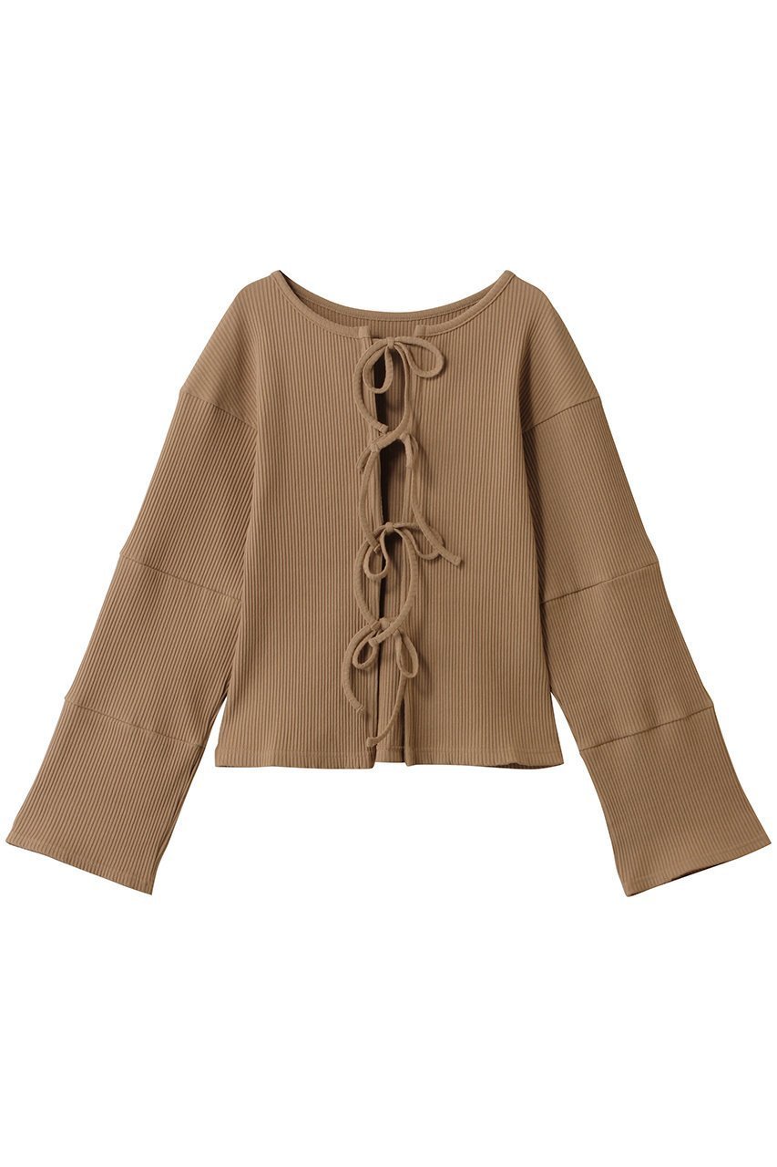 【ウーア/Uhr】のフロントリボンカーディガン 人気、トレンドファッション・服の通販 founy(ファニー) 　ファッション　Fashion　レディースファッション　Fashion for Women　トップス・カットソー　Cut & Sew Tops　カーディガン・羽織り　Layered Style Cardigans　シャツ・ブラウス・オフィスカジュアル　Elegant Blouses & Button-Ups　ロングTシャツ・Tシャツ　Longline T-Shirts & Tees　カットソー・ベーシックTシャツ　Cut-and-Sewn Tops / Stretch Tees & Basics　カーディガン　Cardigan, Knitwear　コンパクト　Compact, Small Size　スリーブ　Sleeve, Long Sleeve / Short Sleeve　デニム　Denim, Jeans Material　フレア　Flare, Flared　フロント　Front, Front Design　リボン　Ribbon, Bow　 other-1|ID: prp329100004649098 ipo3291000000036101479