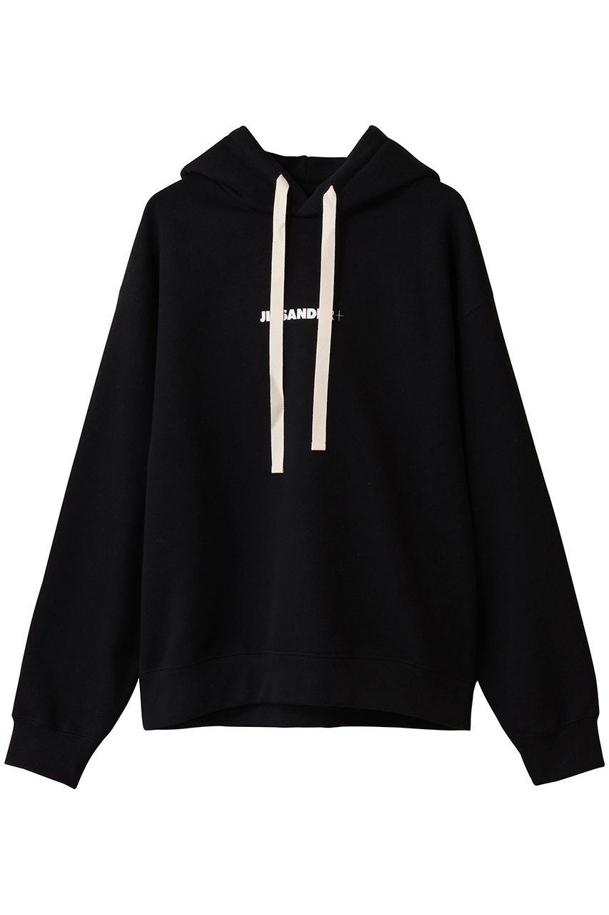 【ジル サンダー/JIL SANDER】の【JIL SANDER+】フーディー スウェットシャツ インテリア・キッズ・メンズ・レディースファッション・服の通販 founy(ファニー) 　ファッション　Fashion　レディースファッション　Fashion for Women　トップス・カットソー　Cut & Sew Tops　シャツ・ブラウス・オフィスカジュアル　Elegant Blouses & Button-Ups　レディースパーカー・カジュアルフーディー　Casual Hoodies & Sweatshirts　ロングTシャツ・Tシャツ　Longline T-Shirts & Tees　スウェット・クルーネックトップス　Sweatshirts & Crewnecks / Relaxed Fit Sweat Tops　カットソー・ベーシックTシャツ　Cut-and-Sewn Tops / Stretch Tees & Basics　シンプル　Simple, Minimal　フロント　Front, Front Design　ボトム　Bottoms, Lower Wear　ワイド　Wide, Wide Fit　定番　Standard, Basic Item　ブラック|ID: prp329100004649102 ipo3291000000036467041