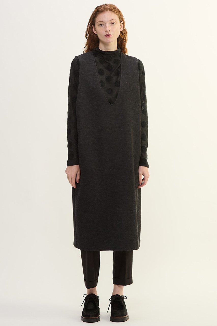 【プレインピープル/PLAIN PEOPLE】のダンボールジャージ/ミルドジャージUネックジャンパースカート インテリア・キッズ・メンズ・レディースファッション・服の通販 founy(ファニー) ファッション Fashion レディースファッション Fashion for Women スカート Skirts ワンピース Dresses おすすめ Recommended / Our Picks なめらか Smooth, Silky Texture カットソー Cut and Sewn Top ストレート Straight, Straight Cut チュニック Tunic, Long Top ロング Long, Long-Length チャコールグレー|ID: prp329100004649103 ipo3291000000036101502