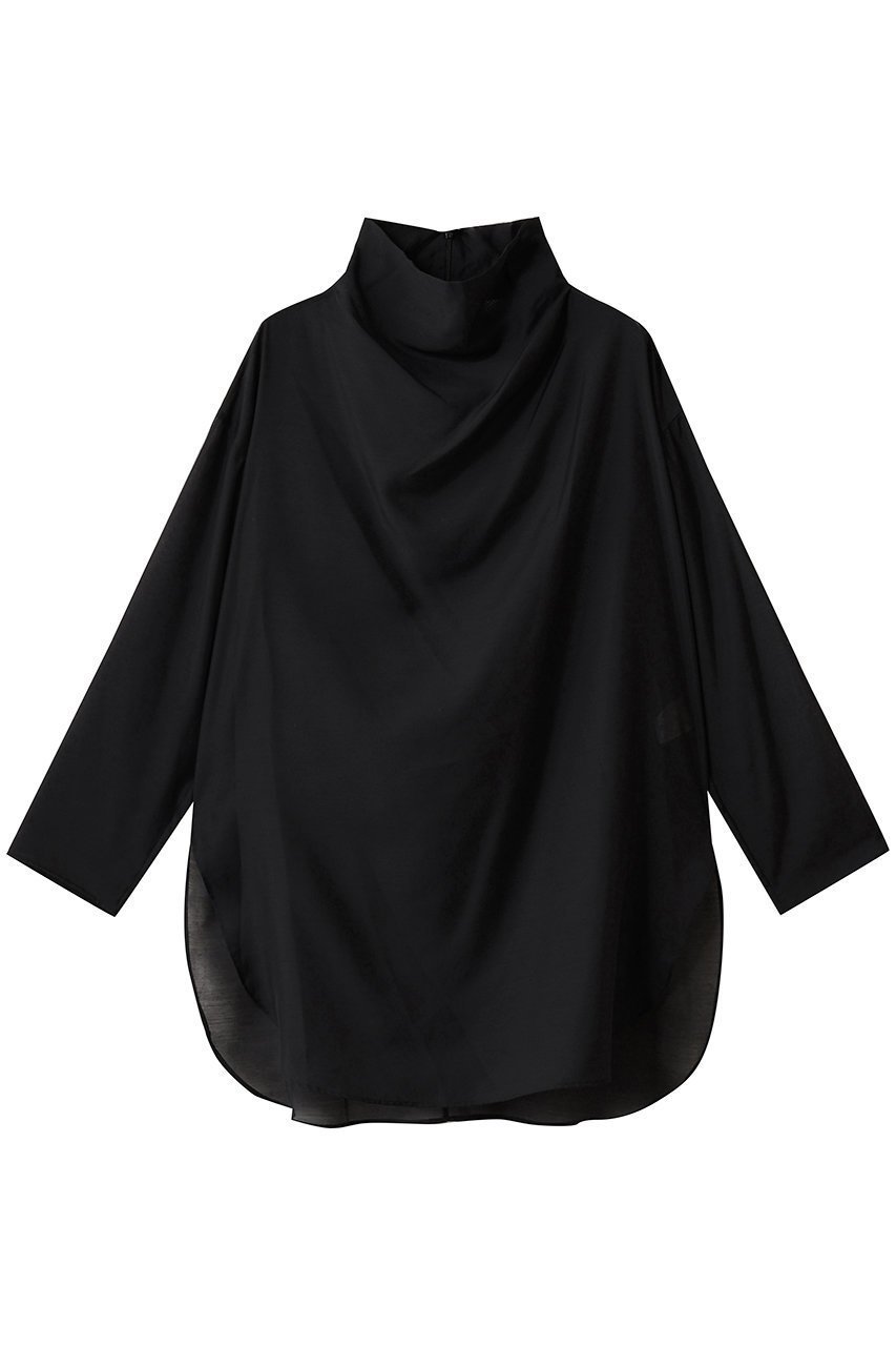 【ジェイドット/j.】のドレープハイネックシャツブラウス インテリア・キッズ・メンズ・レディースファッション・服の通販 founy(ファニー) 　ファッション　Fashion　レディースファッション　Fashion for Women　トップス・カットソー　Cut & Sew Tops　シャツ・ブラウス・オフィスカジュアル　Elegant Blouses & Button-Ups　カーディガン　Cardigan, Knitwear　キャミソール　Camisole, Spaghetti Strap Top　シンプル　Simple, Minimal　スリーブ　Sleeve, Long Sleeve / Short Sleeve　ドレープ　Drape, Draping Fabric　ハイネック　High Neck, Mock Neck　ロング　Long, Long-Length　ブラック|ID: prp329100004649108 ipo3291000000036004436