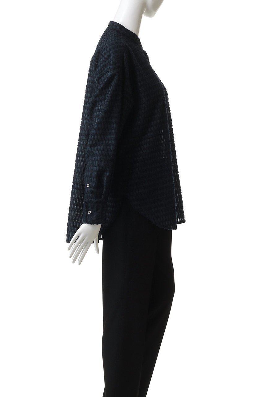 【エリオポール/heliopole】のカットジャカードバンドカラーシャツ 人気、トレンドファッション・服の通販 founy(ファニー) 　ファッション　Fashion　レディースファッション　Fashion for Women　トップス・カットソー　Cut & Sew Tops　シャツ・ブラウス・オフィスカジュアル　Elegant Blouses & Button-Ups　2025年　2025　2025-2026秋冬・A/W　Autumn/Winter 2025–26 AW25–26　エレガント 上品　Elegant　シアー　Sheer, See-Through　ジャカード／ジャガード　Jacquard, Woven Pattern　スリーブ　Sleeve, Long Sleeve / Short Sleeve　デニム　Denim, Jeans Material　ロング　Long, Long-Length　A/W・秋冬　Autumn/Winter　other-3|ID: prp329100004649114 ipo3291000000033575968