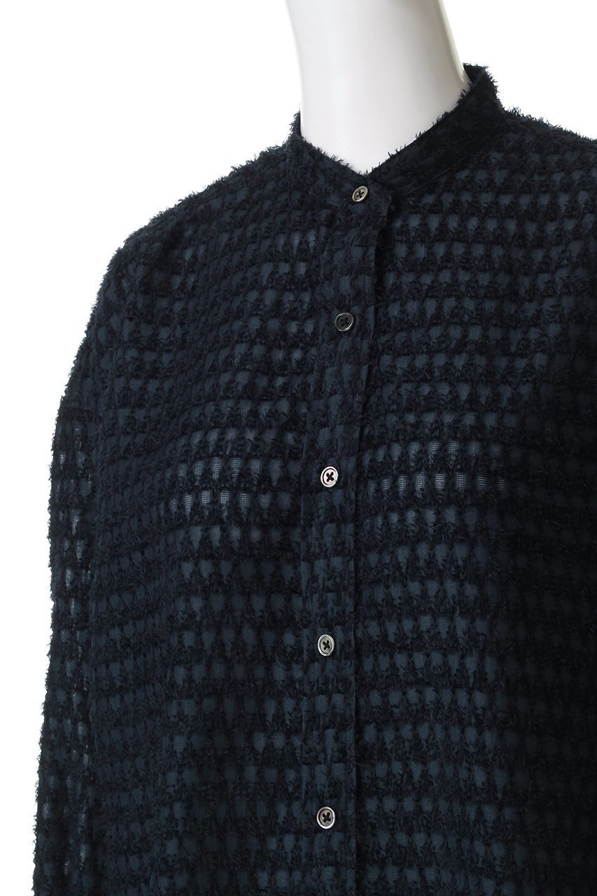 【エリオポール/heliopole】のカットジャカードバンドカラーシャツ 人気、トレンドファッション・服の通販 founy(ファニー) 　ファッション　Fashion　レディースファッション　Fashion for Women　トップス・カットソー　Cut & Sew Tops　シャツ・ブラウス・オフィスカジュアル　Elegant Blouses & Button-Ups　2025年　2025　2025-2026秋冬・A/W　Autumn/Winter 2025–26 AW25–26　エレガント 上品　Elegant　シアー　Sheer, See-Through　ジャカード／ジャガード　Jacquard, Woven Pattern　スリーブ　Sleeve, Long Sleeve / Short Sleeve　デニム　Denim, Jeans Material　ロング　Long, Long-Length　A/W・秋冬　Autumn/Winter　other-5|ID: prp329100004649114 ipo3291000000033575972