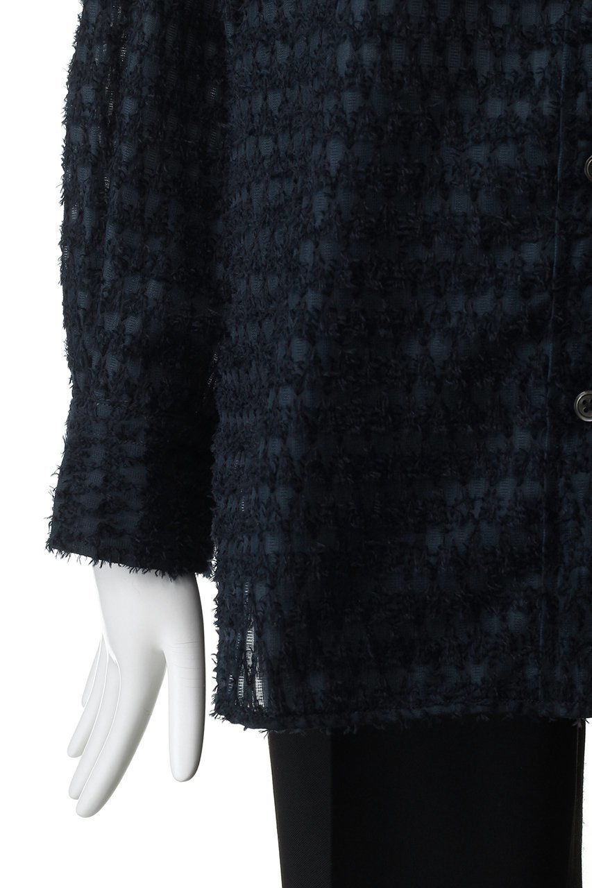 【エリオポール/heliopole】のカットジャカードバンドカラーシャツ 人気、トレンドファッション・服の通販 founy(ファニー) 　ファッション　Fashion　レディースファッション　Fashion for Women　トップス・カットソー　Cut & Sew Tops　シャツ・ブラウス・オフィスカジュアル　Elegant Blouses & Button-Ups　エレガント 上品　Elegant　シアー　Sheer, See-Through　ジャカード／ジャガード　Jacquard, Woven Pattern　スリーブ　Sleeve, Long Sleeve / Short Sleeve　デニム　Denim, Jeans Material　ロング　Long, Long-Length　other-6|ID: prp329100004649114 ipo3291000000035753678