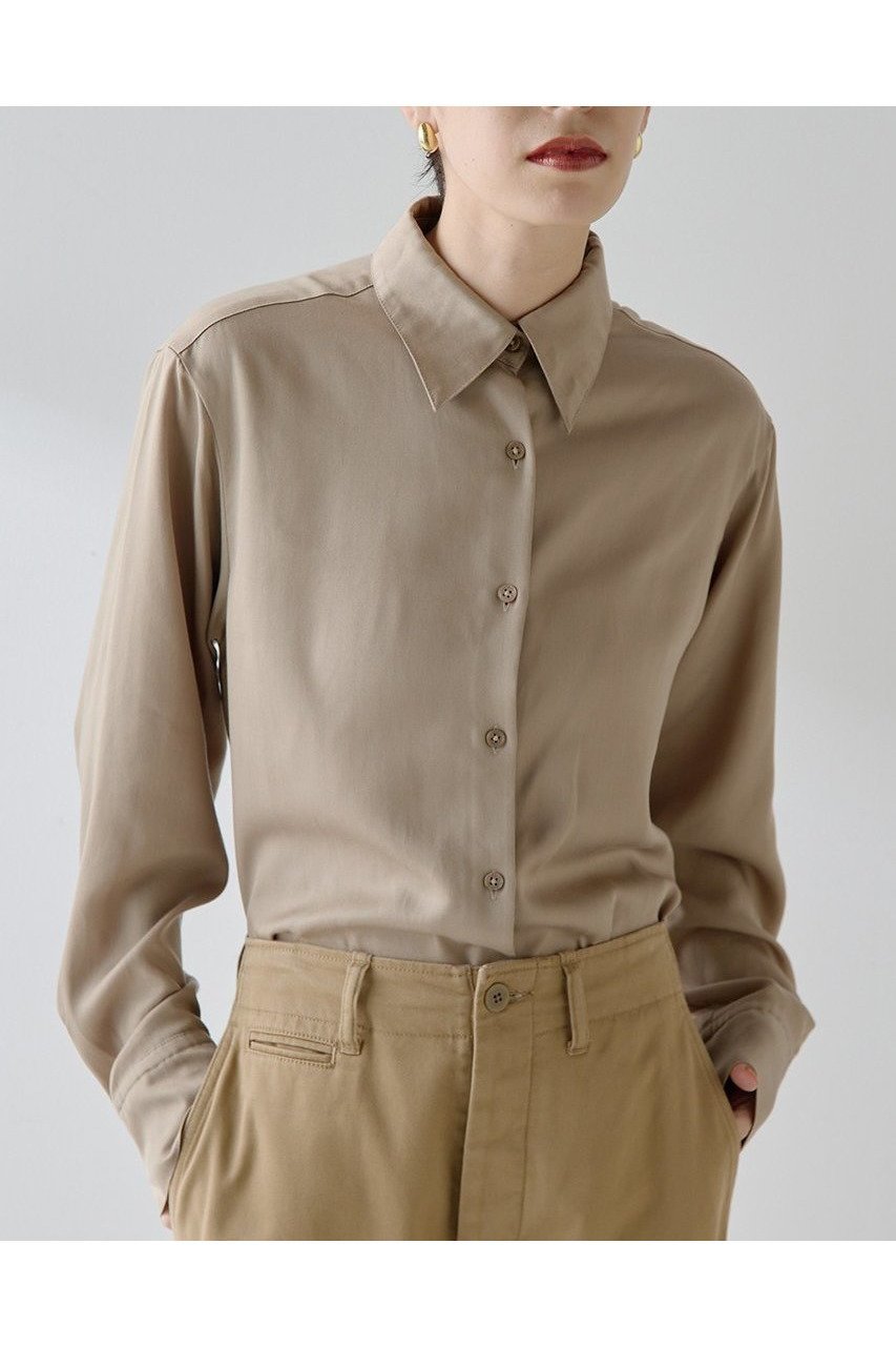 【ウィムガゼット/Whim Gazette】のトロミシャツ インテリア・キッズ・メンズ・レディースファッション・服の通販 founy(ファニー) 　ファッション　Fashion　レディースファッション　Fashion for Women　トップス・カットソー　Cut & Sew Tops　シャツ・ブラウス・オフィスカジュアル　Elegant Blouses & Button-Ups　2025年　2025　2025-2026秋冬・A/W　Autumn/Winter 2025–26 AW25–26　とろみ　Fluid, Flowy Fabric　なめらか　Smooth, Silky Texture　クラシック　Classic, Timeless Style　スリーブ　Sleeve, Long Sleeve / Short Sleeve　ドレープ　Drape, Draping Fabric　ベーシック　Basic, Essential　モダン　Modern, Contemporary　ロング　Long, Long-Length　ヴィンテージ　Vintage Style　エレガント 上品　Elegant　A/W・秋冬　Autumn/Winter　ベージュ|ID: prp329100004649120 ipo3291000000033576009